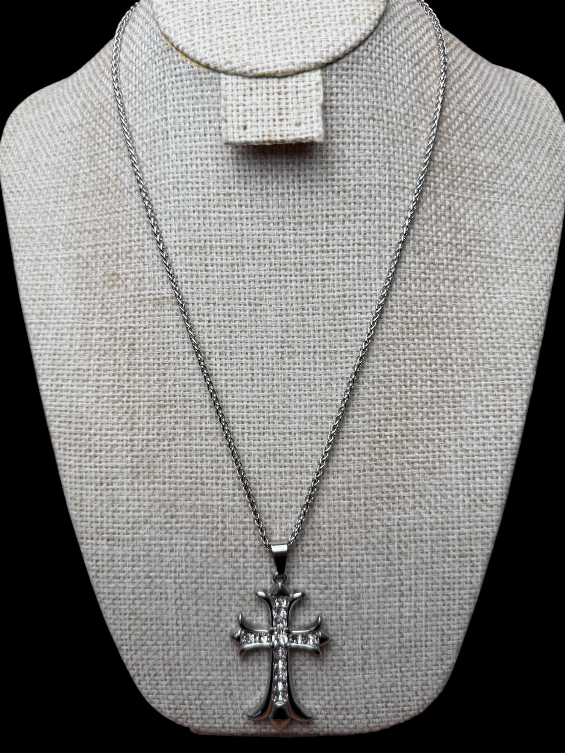 Cadena Plata Cruz Zirconias