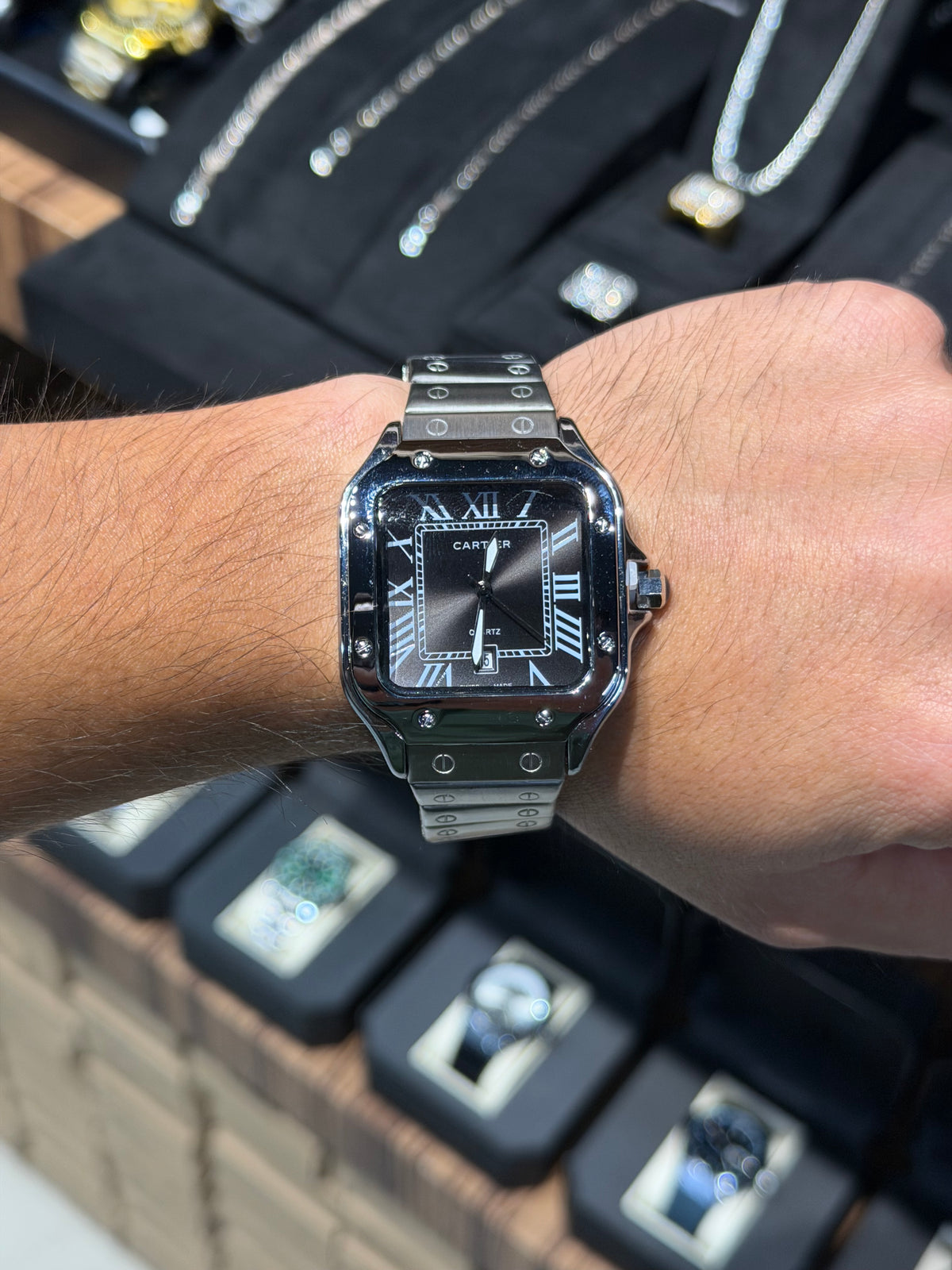 Reloj Santos Crtr Plata Negro