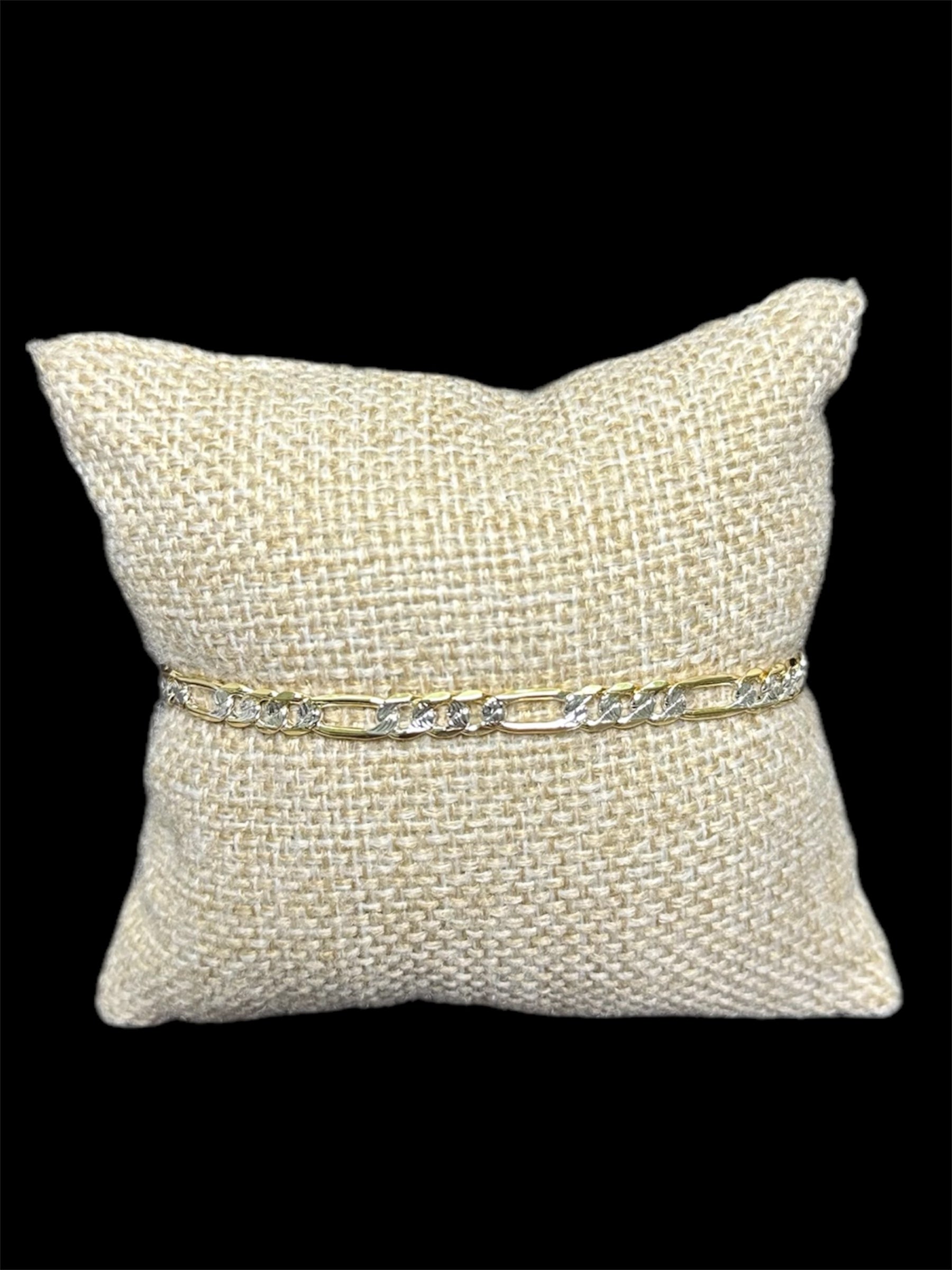 Pulsera Crtr Combinada Oro Laminado 4 mm