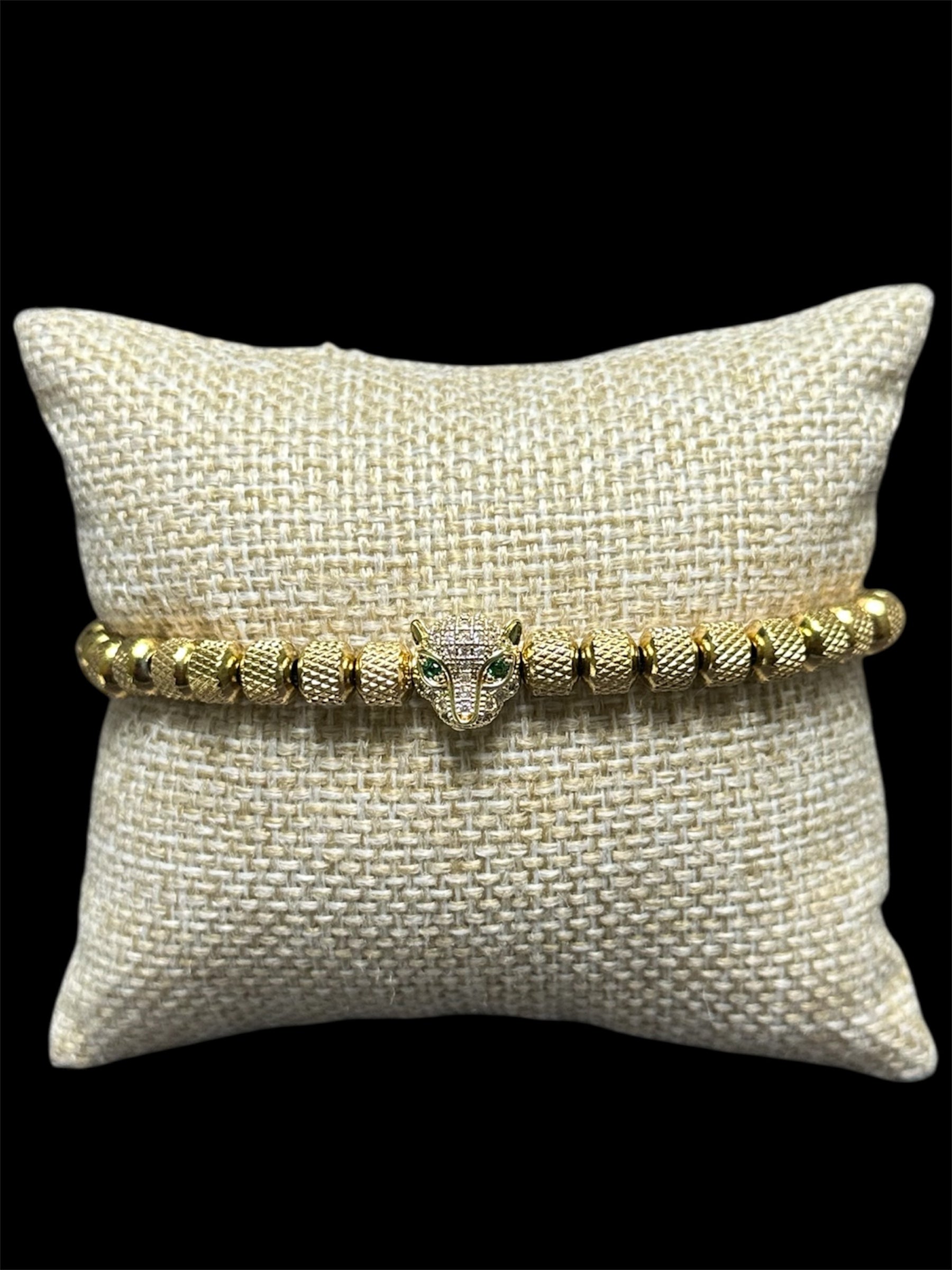 Pulsera Perlas Dorada Tigre Acero Inoxidable