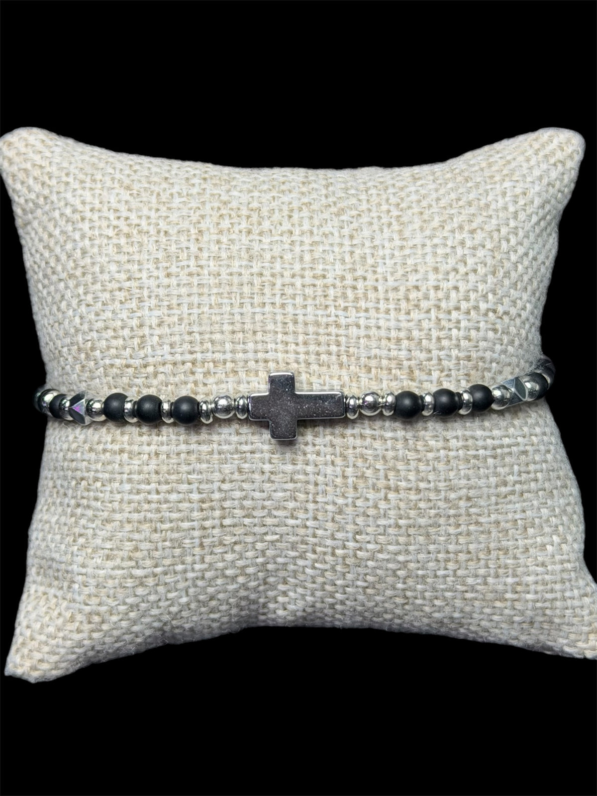 Pulsera Perlas Cruz Negra