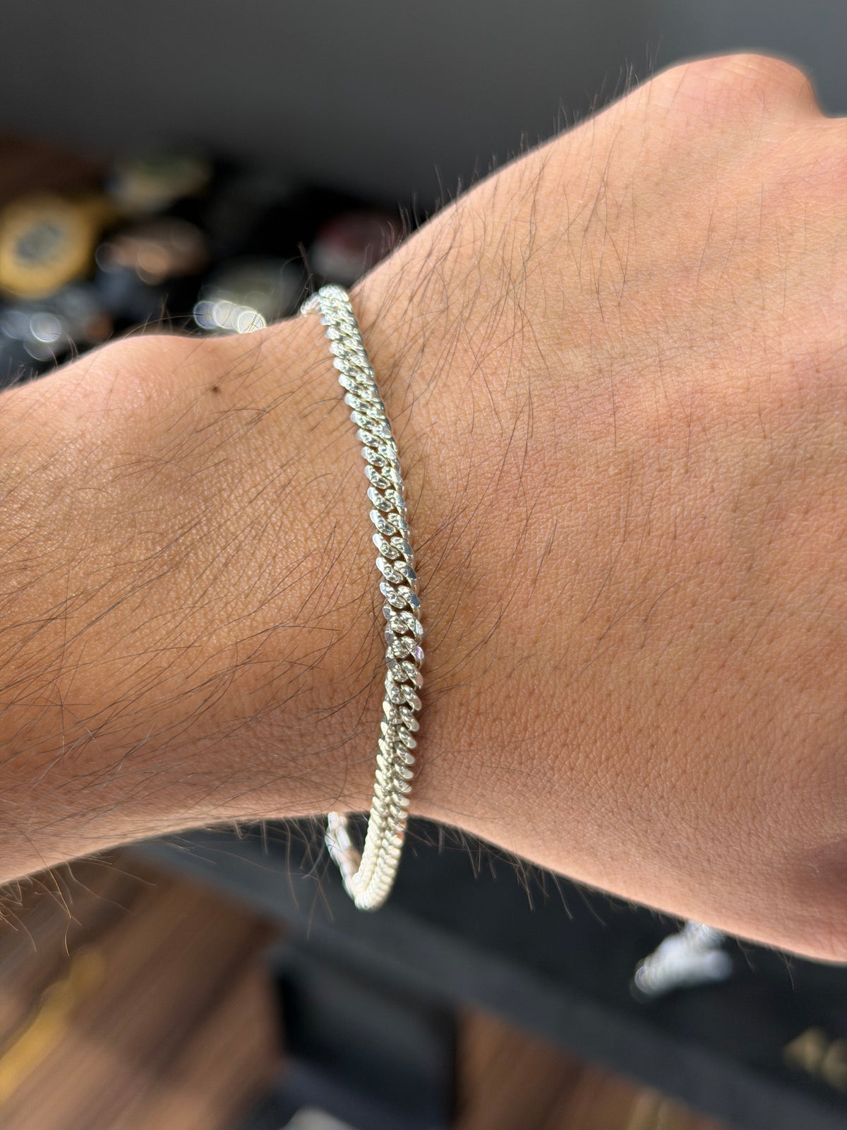 Pulsera Barbada Diamantada 4 mm Plata 925