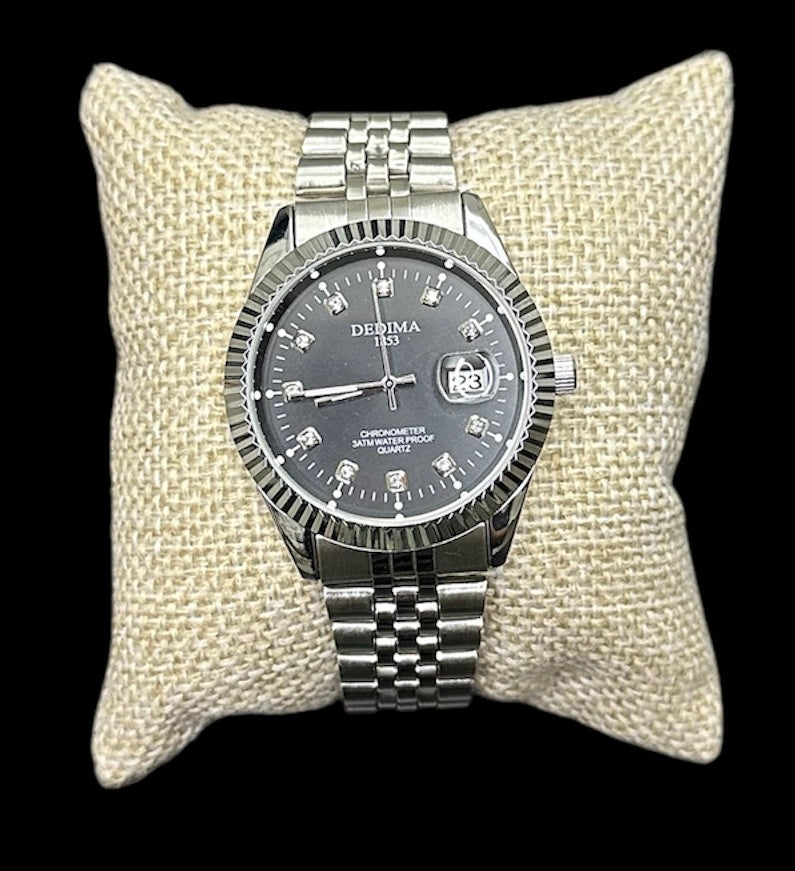 Reloj Tipo Rlx Plata Negro