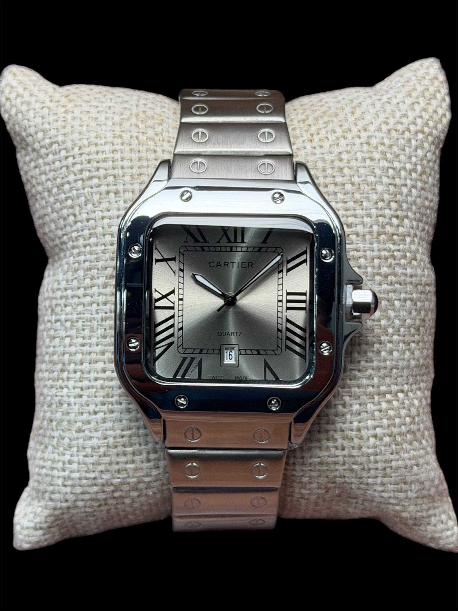 Reloj Santos Crtr Plata Beige