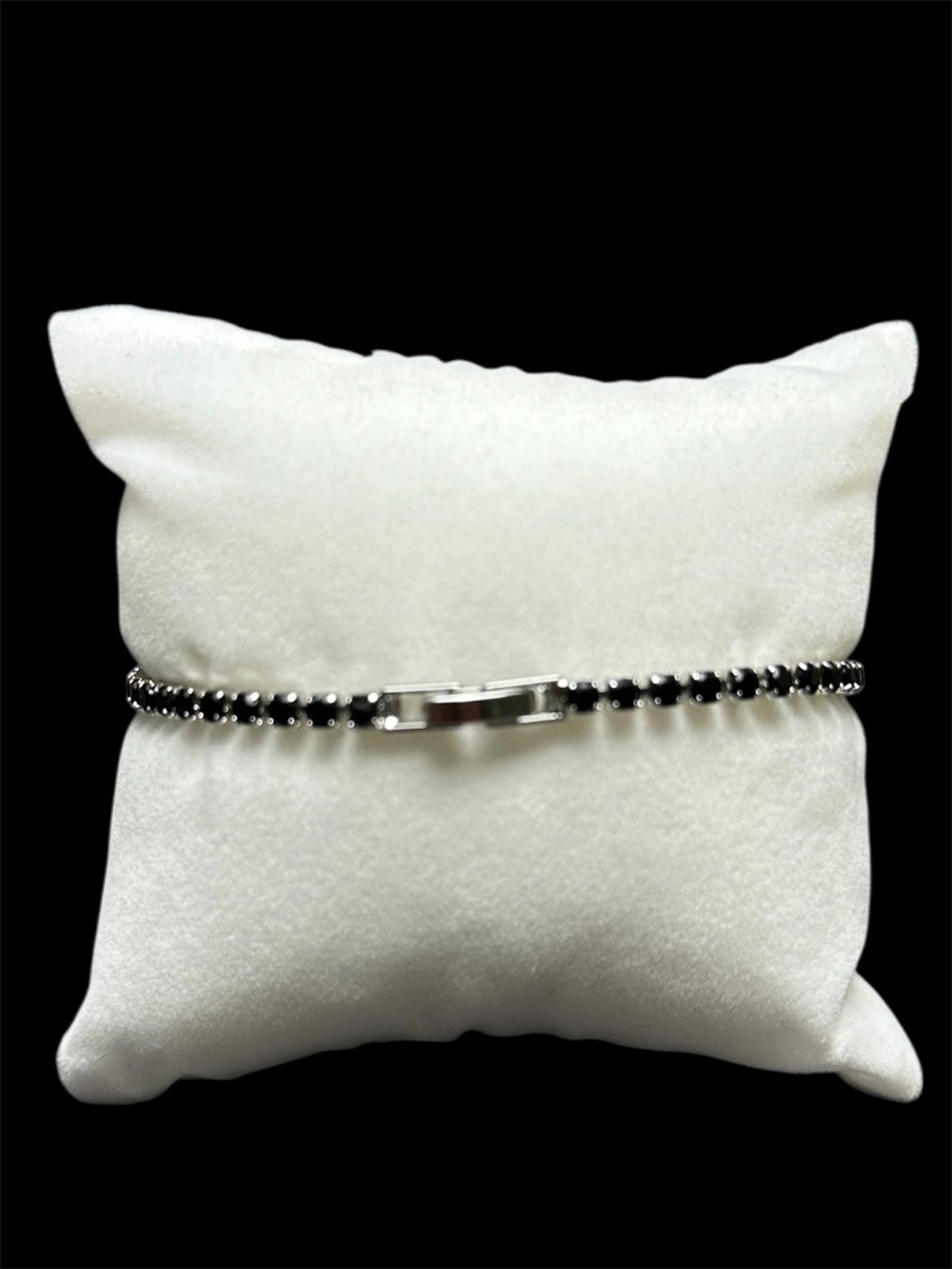 Pulsera Tenis 2 mm Plata Negra