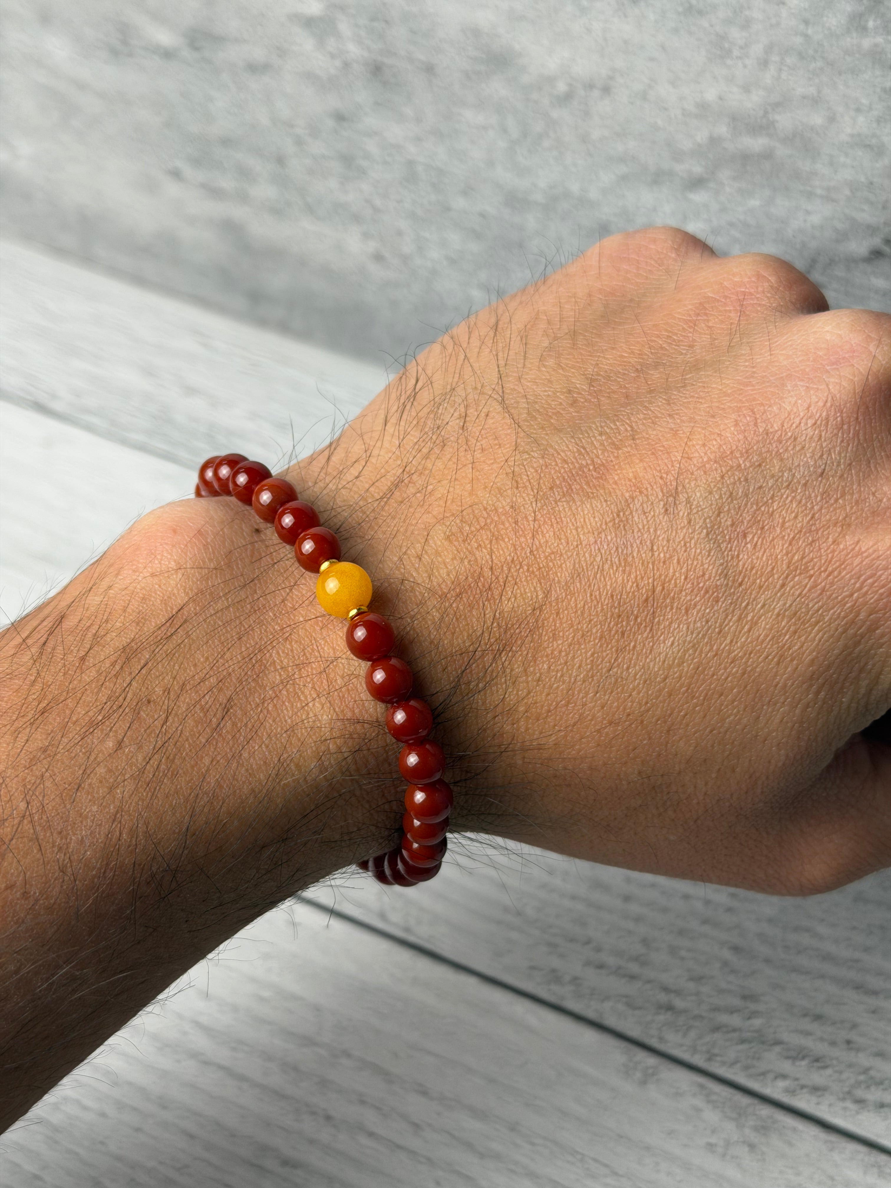 Pulsera Roja Amarilla Piedras Naturales