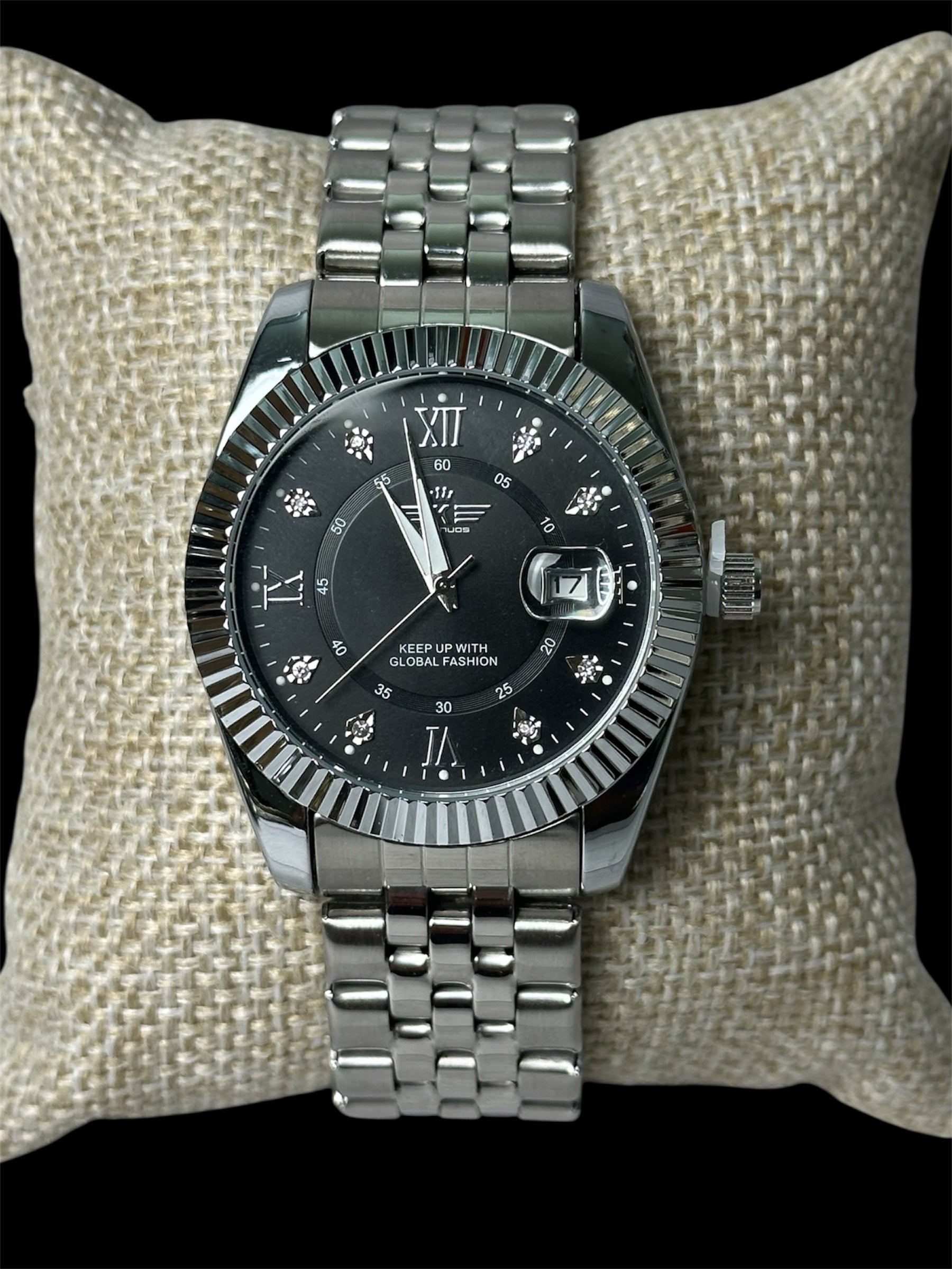 Reloj Tipo Rlx Plata Negro