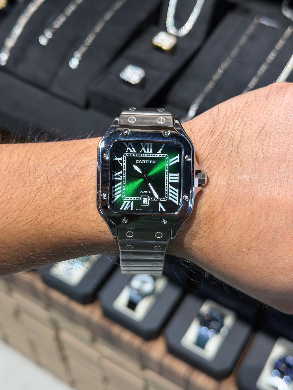 Reloj Santos Crtr Plata Verde