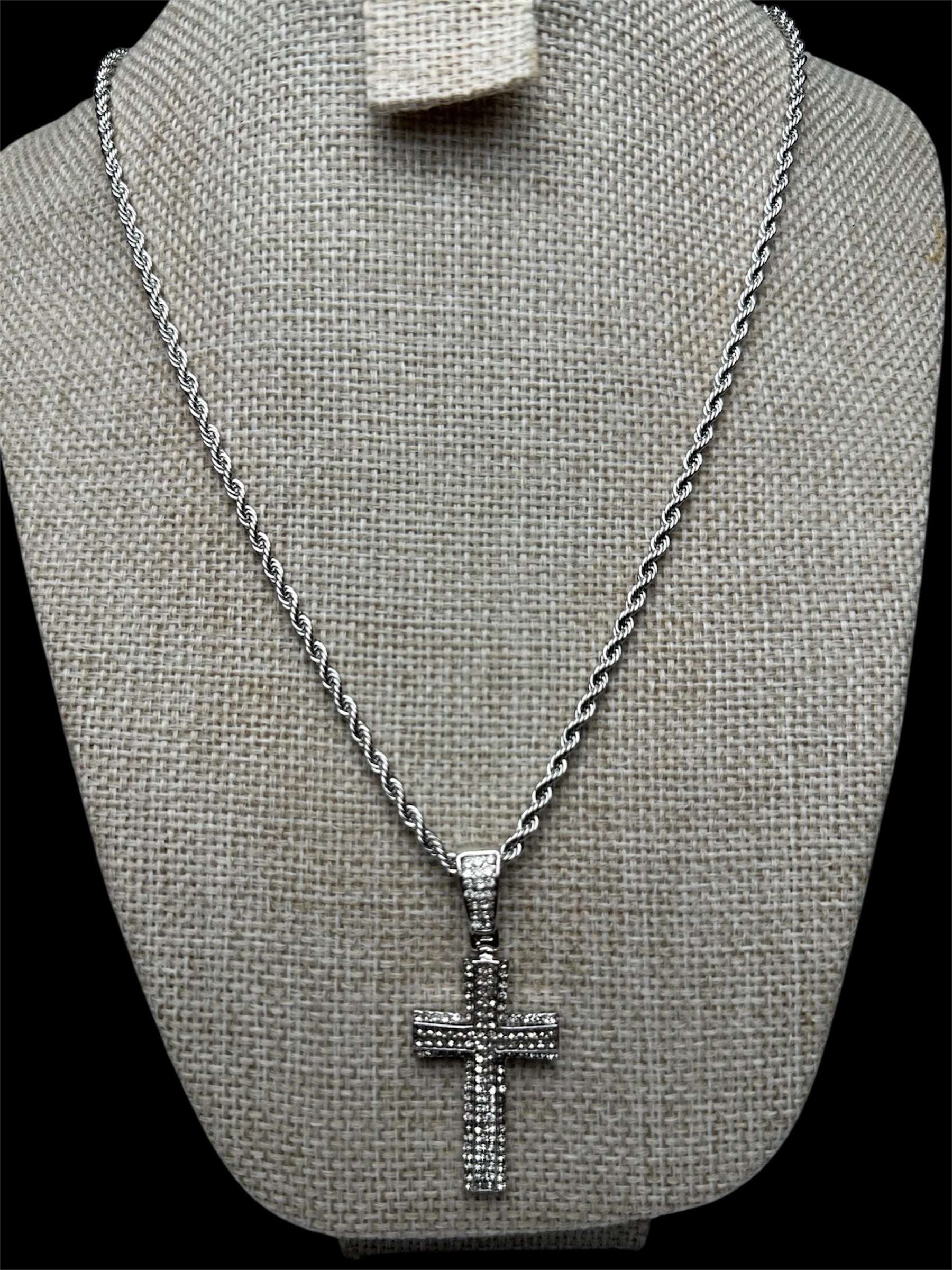 Cadena Dije Cruz Plata Plana 3.5 cm