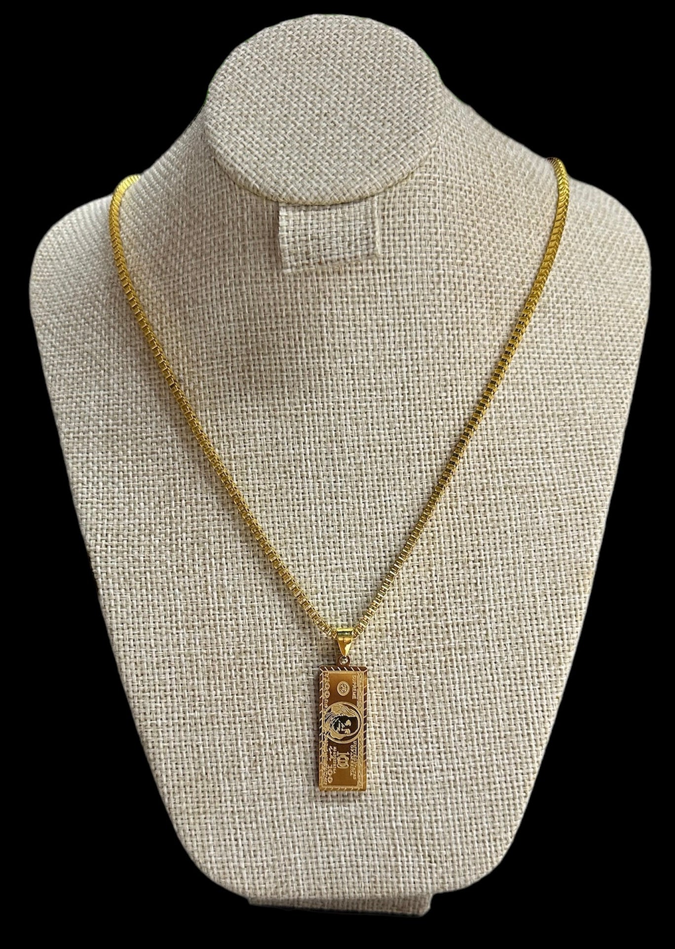 Cadena Dorada con Dije Billete 100 Dls