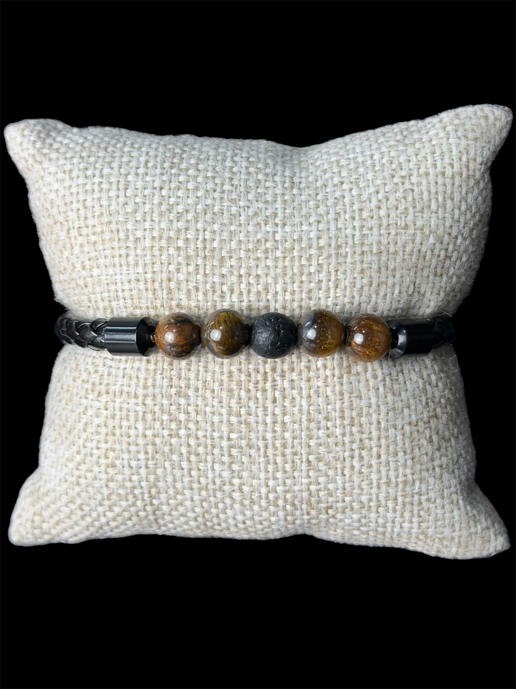 Pulsera Piedra Volcan Cafe Negra