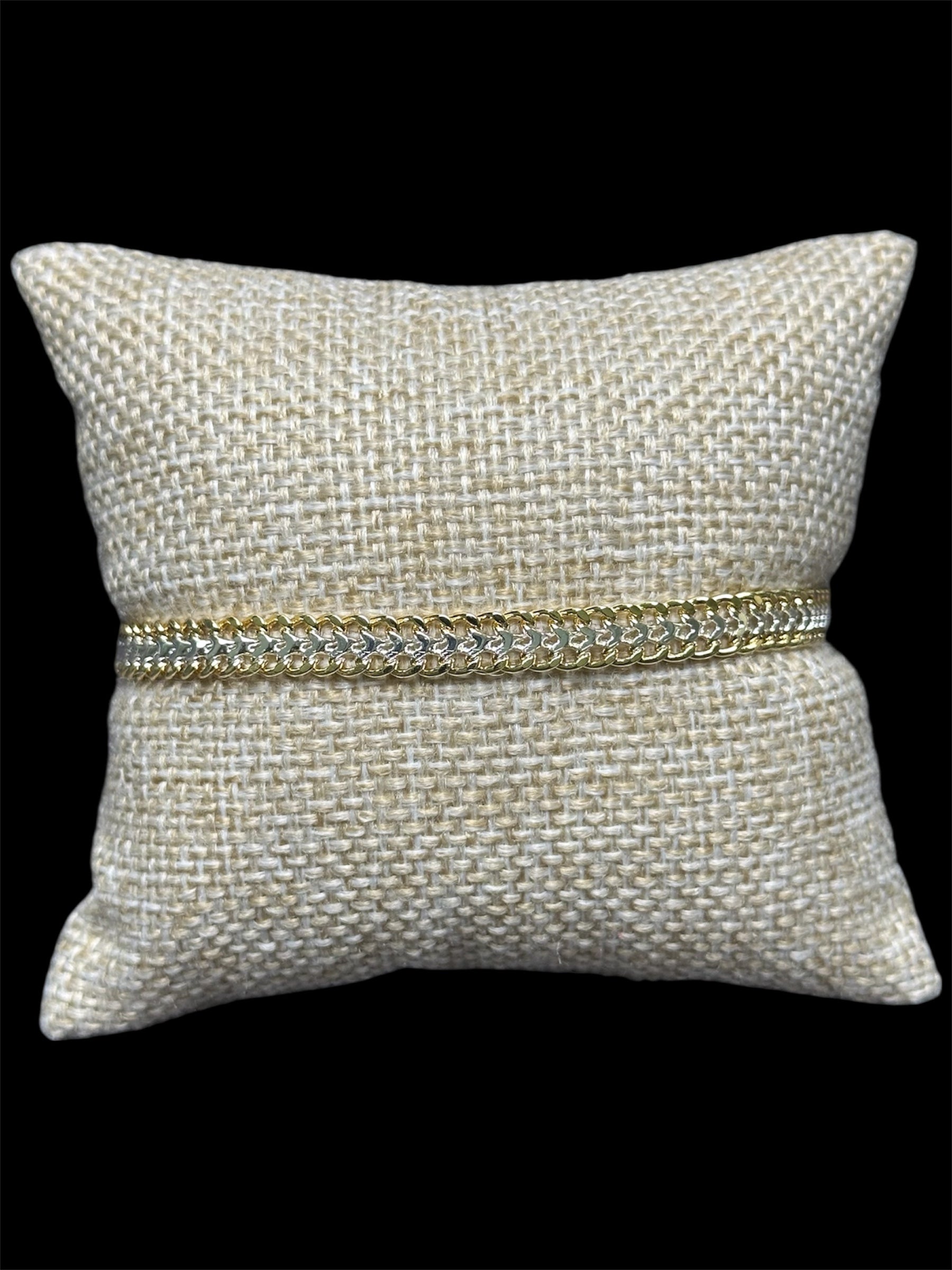 Pulsera Petatillo Combinada 6 mm Oro Laminado 18 K