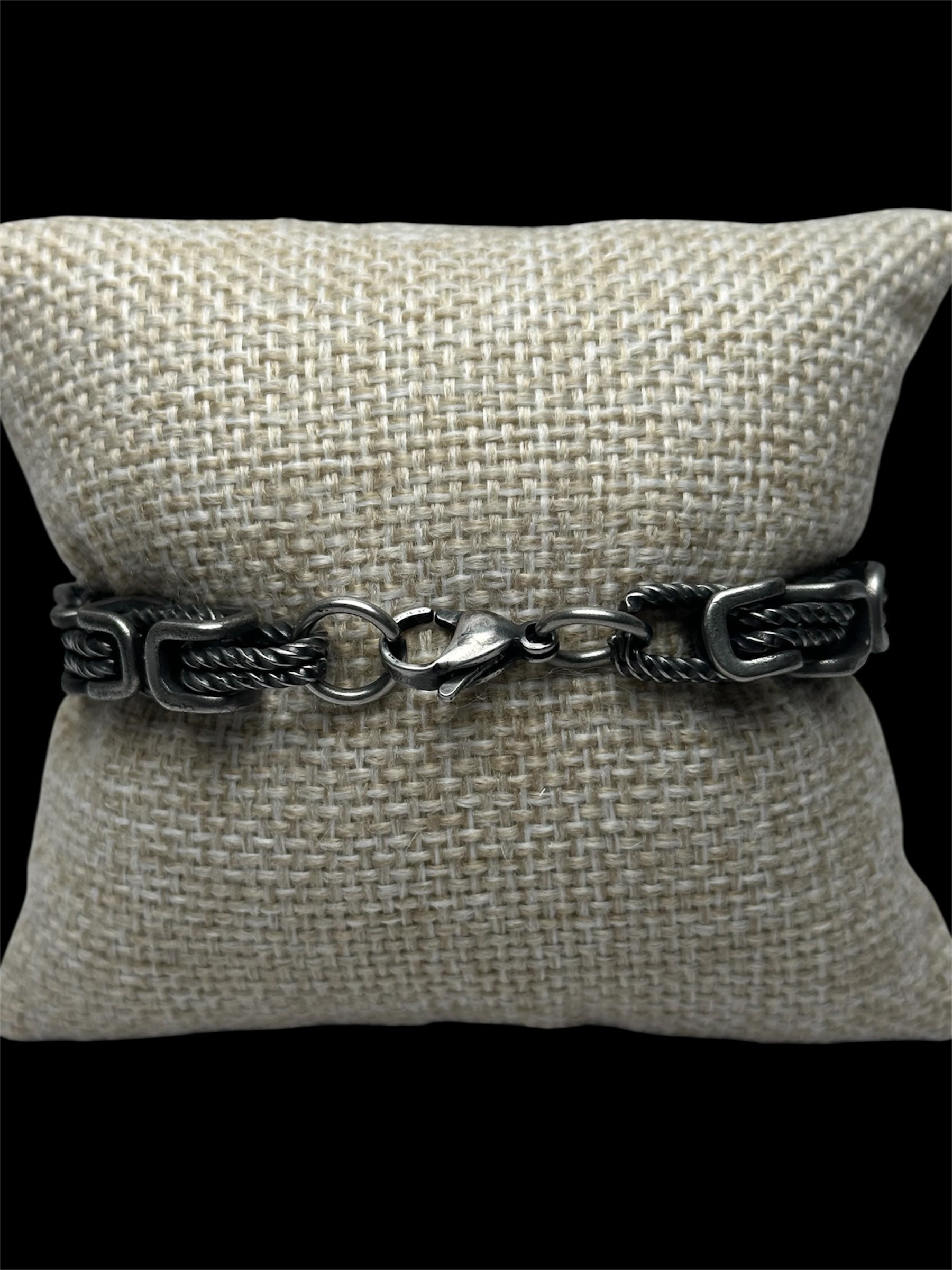 Pulsera Plata Negra 7 mm Acero Inoxidable