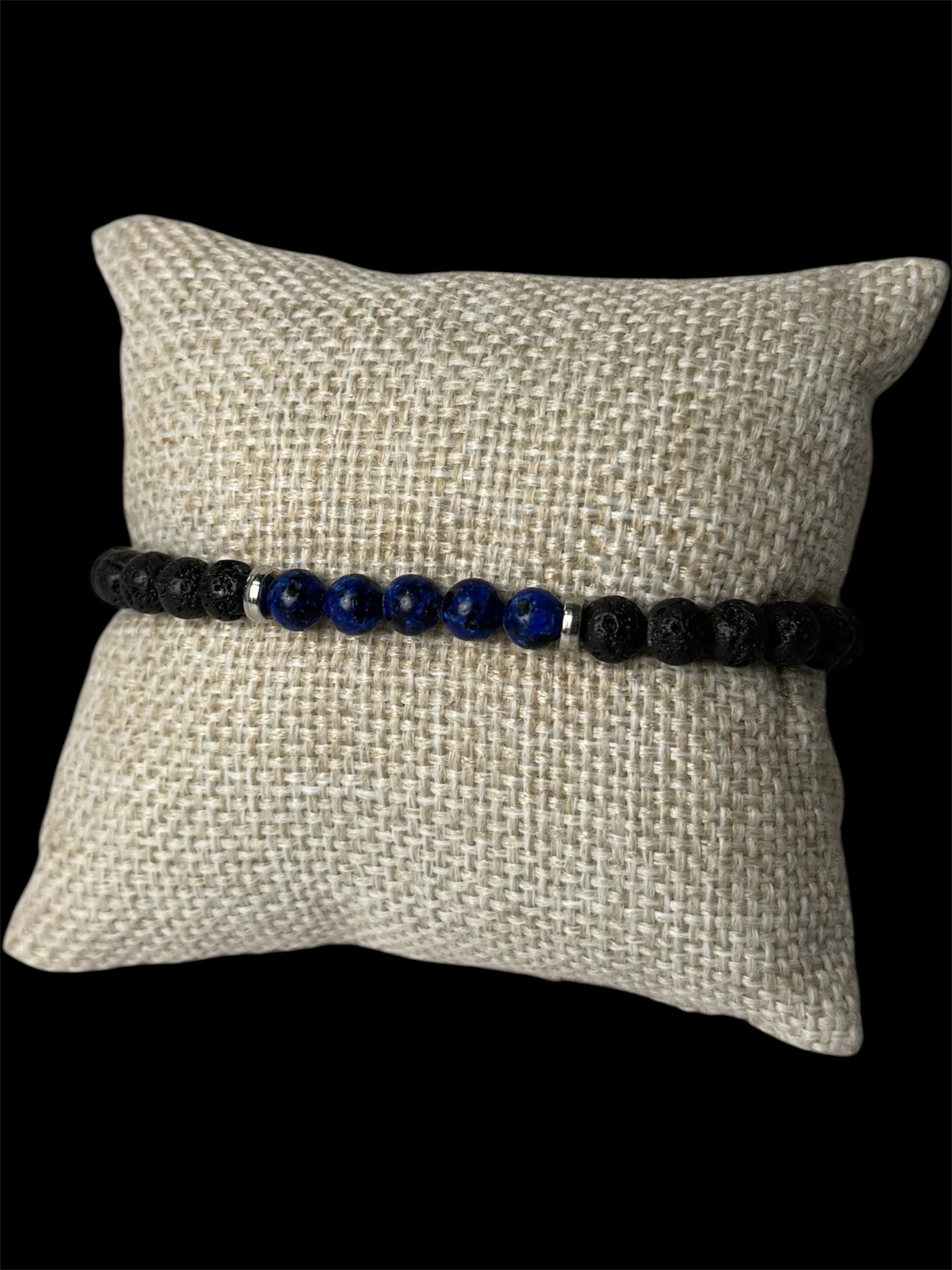 Pulsera Negra Azul Piedras Naturales