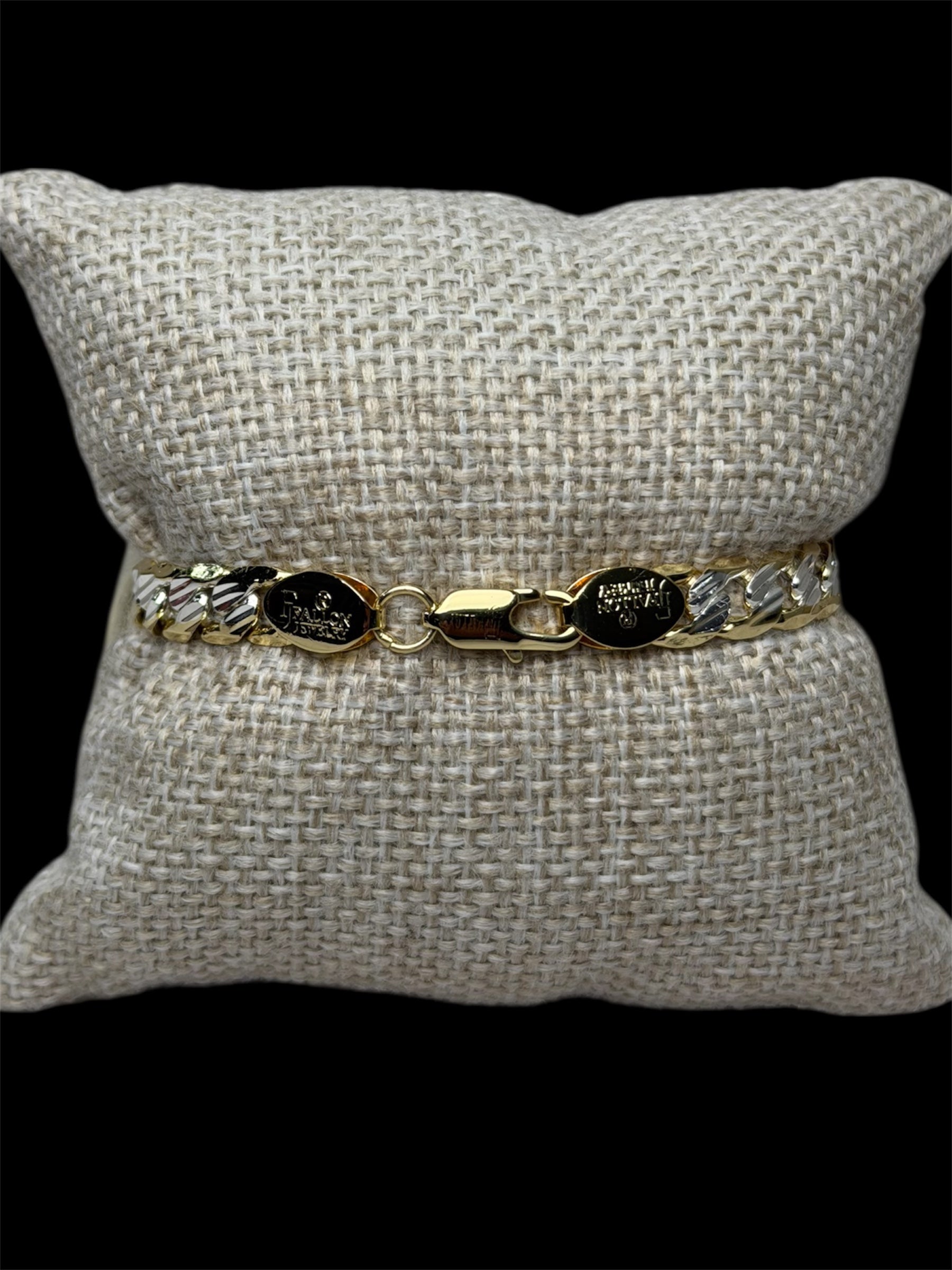 Pulsera Barbada Combinada 7 mm Oro Laminado 18 K