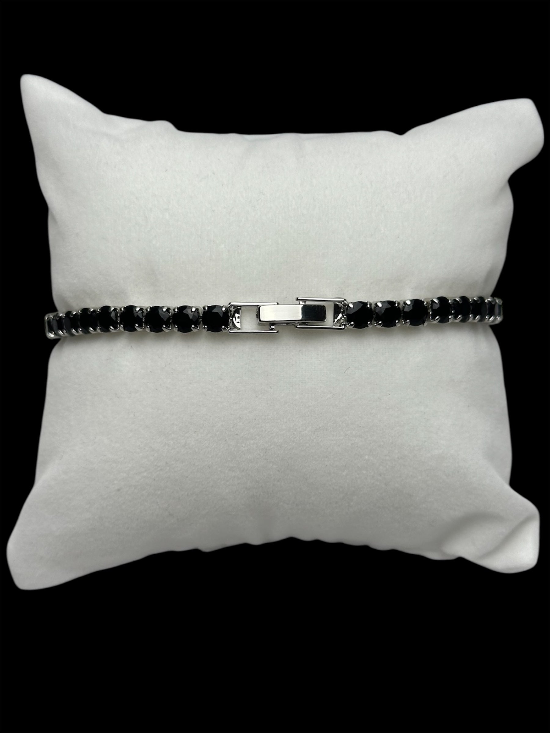 Pulsera Tenis 3 mm Plata Negra