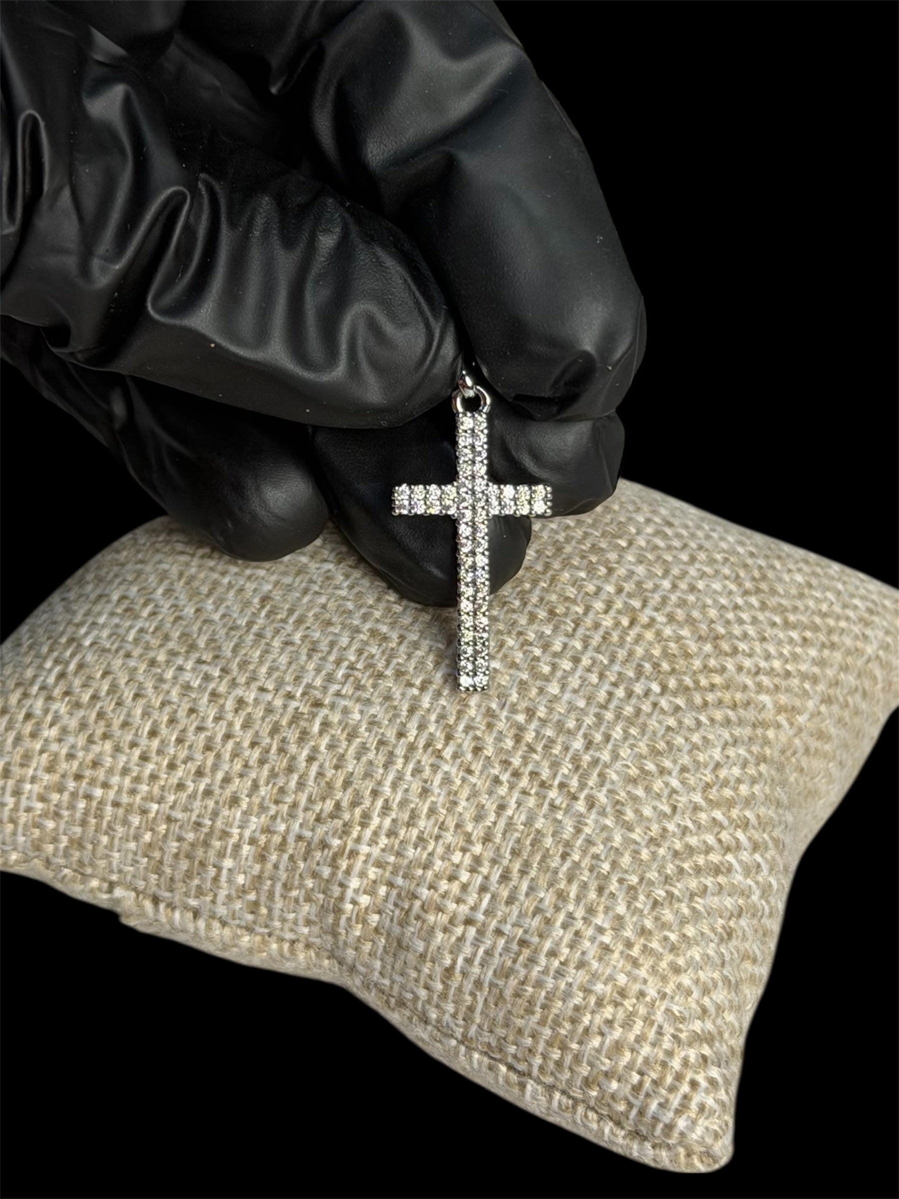 Dije Cruz Zirconias 3 cm Laminado Plateado