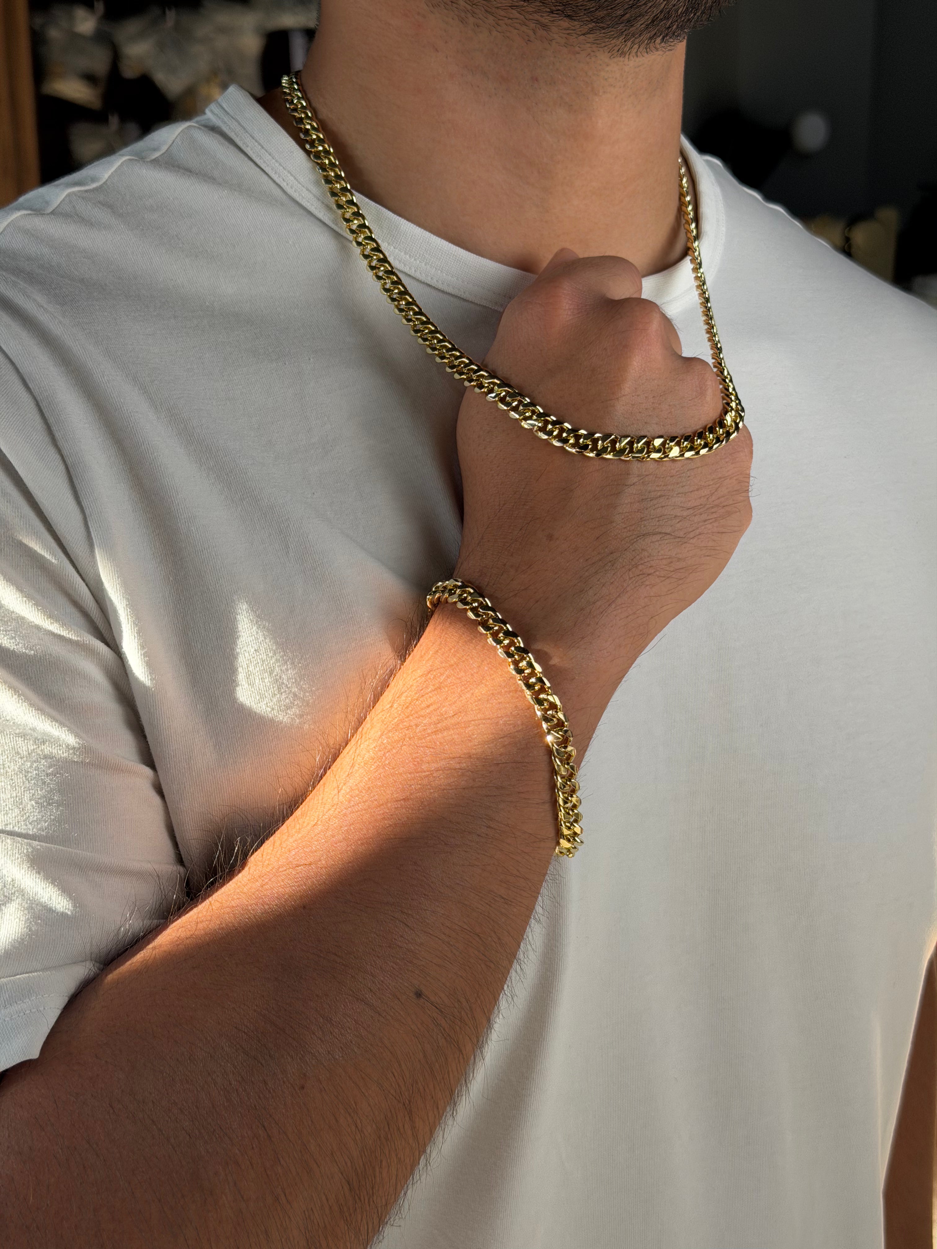 Set Cubano 7.5 mm Oro Laminado 18 K
