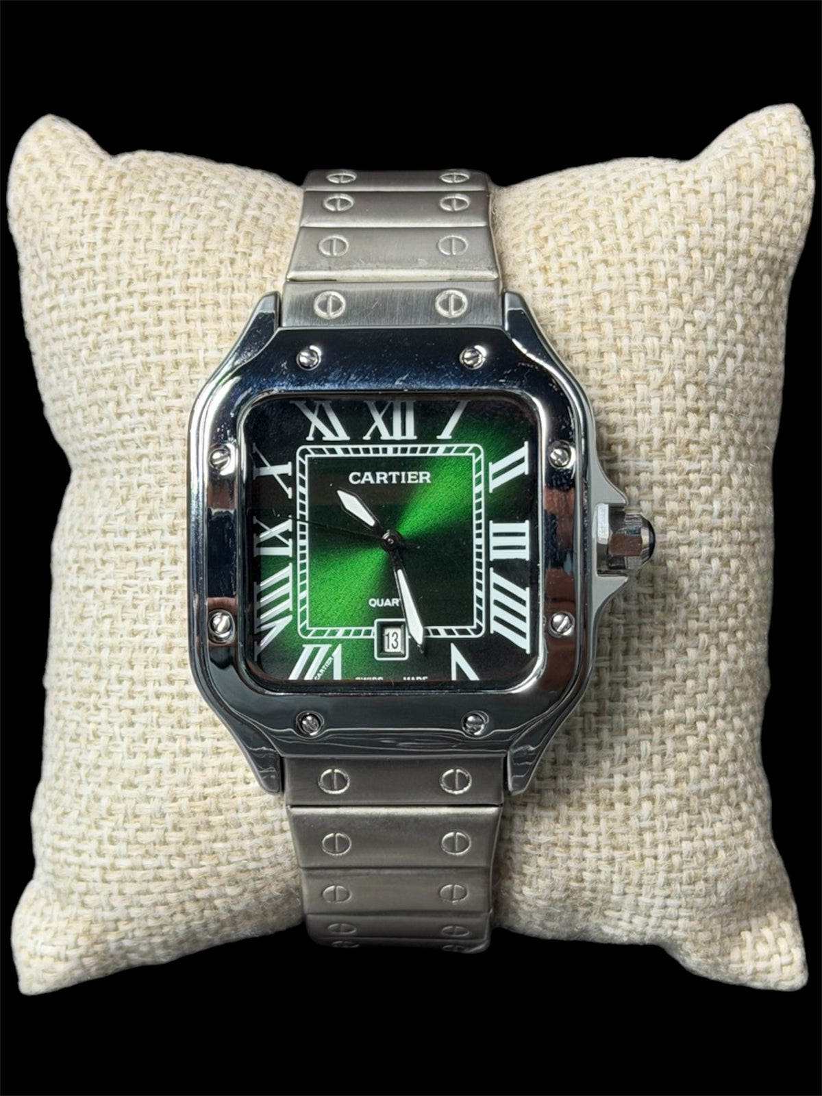 Reloj Santos Crtr Plata Verde
