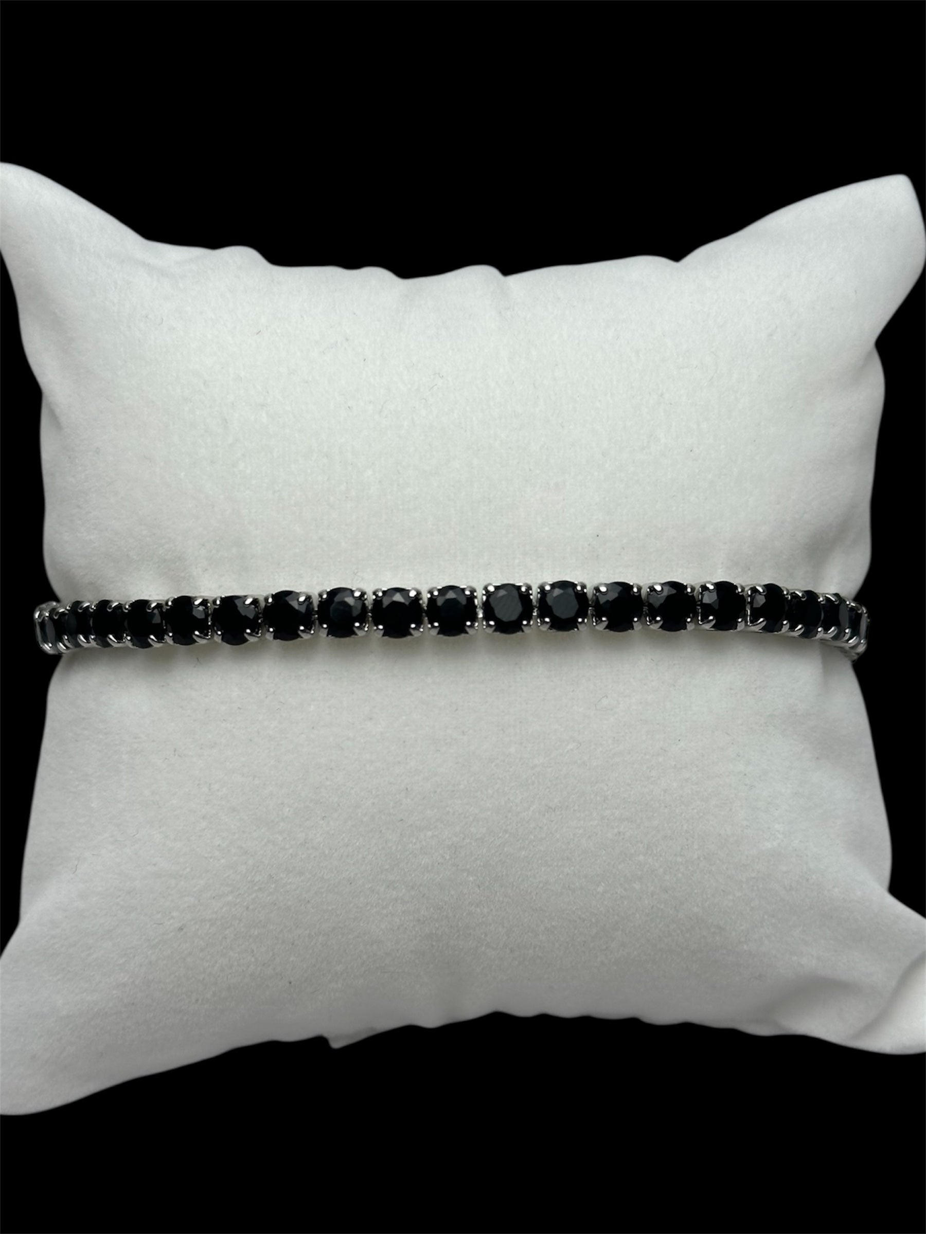 Pulsera Tenis 3 mm Plata Negra