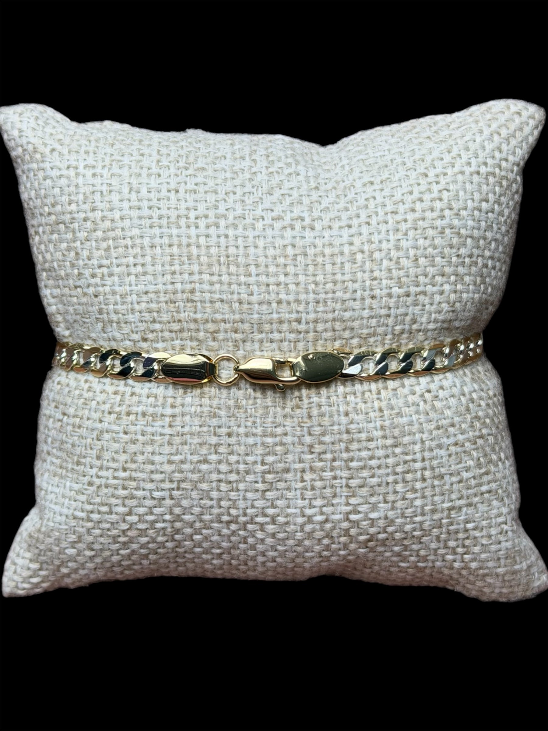 Pulsera Barbada Combinada 5 mm Oro Laminado 18 K