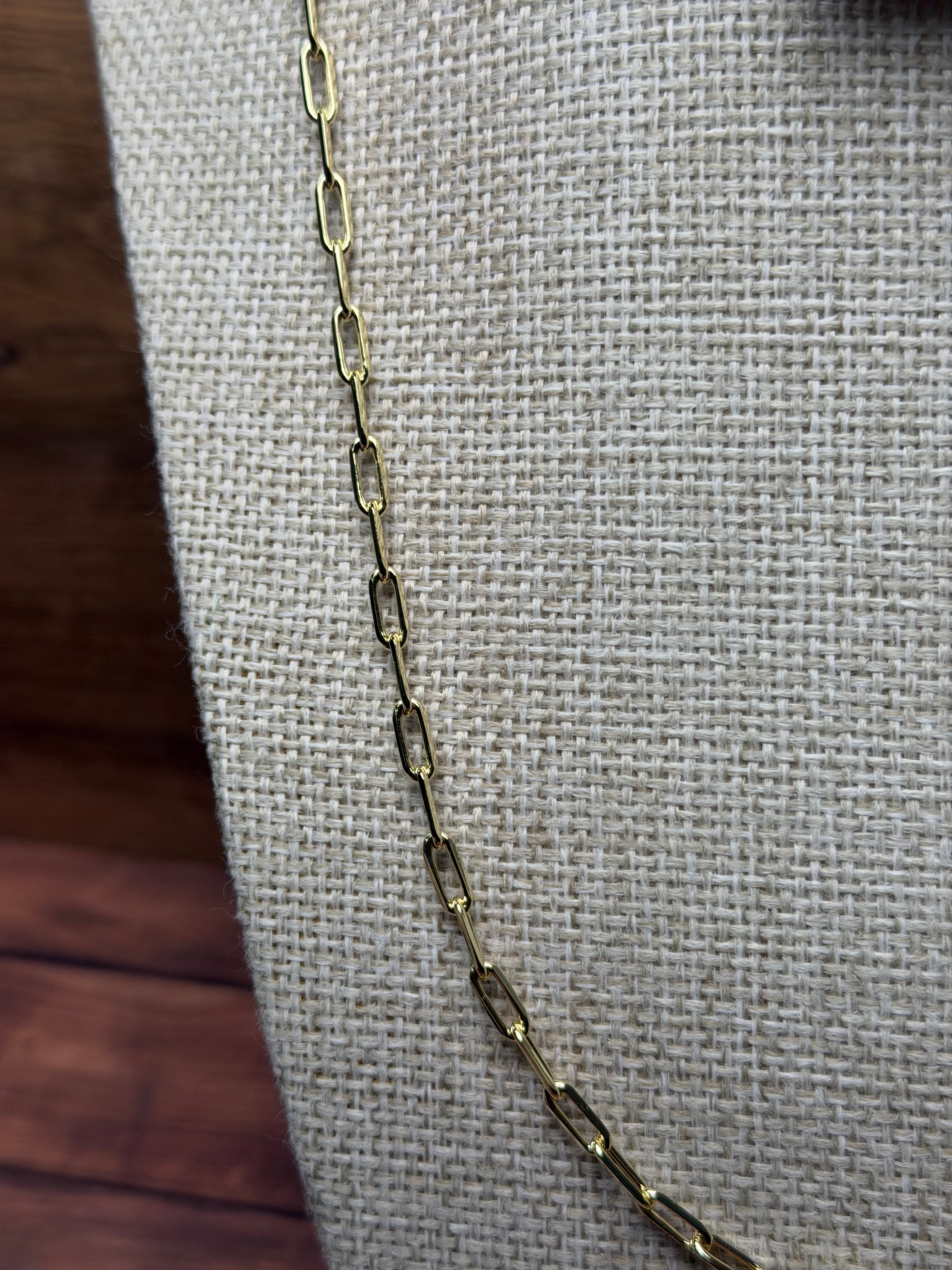 Cadena Paper Clip 3 mm Oro Laminado 18 K