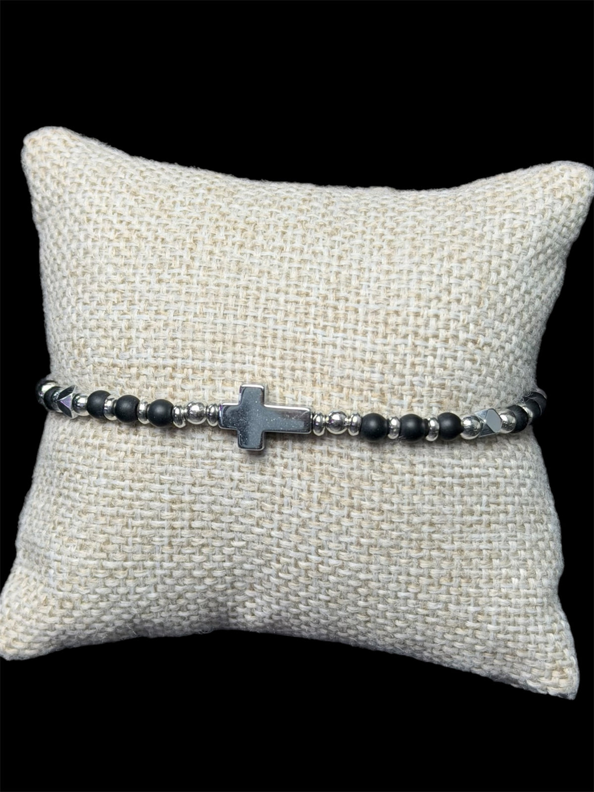 Pulsera Perlas Cruz Negra