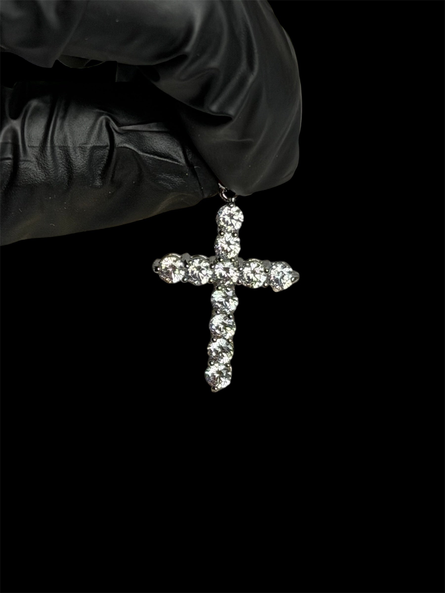 Dije Cruz Zirconias 3 cm Laminado Plateado