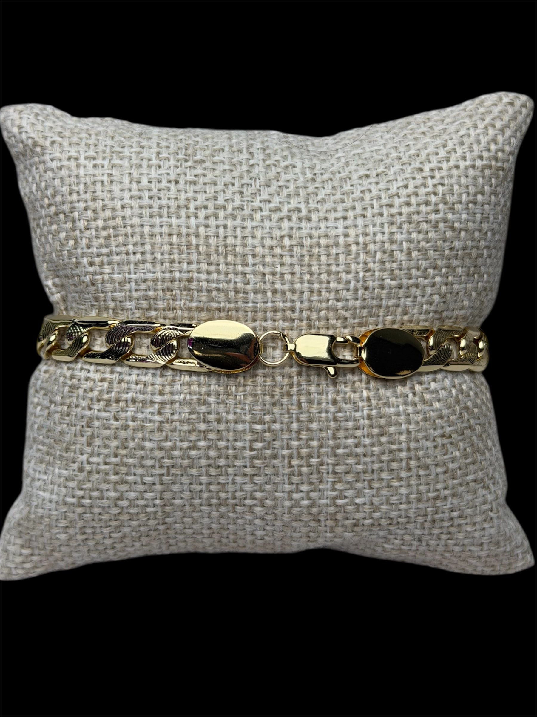 Pulsera Barbada 9 mm Oro Laminado 18 K