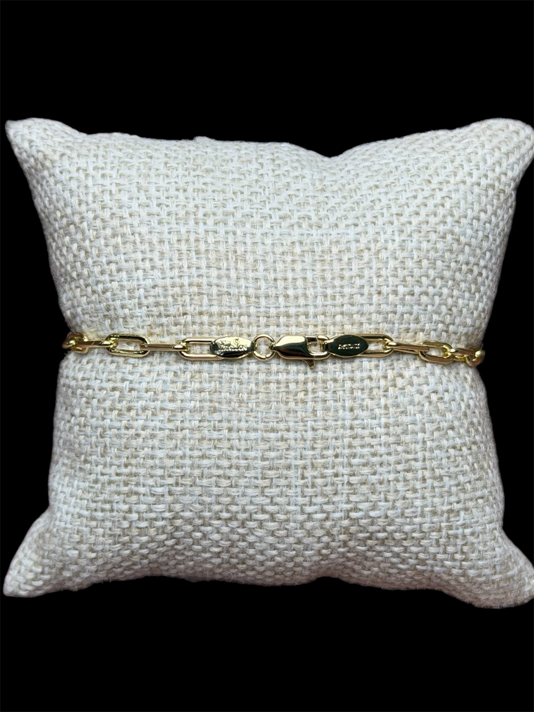 Pulsera Paper Clip 3 mm Oro Laminado 18 k
