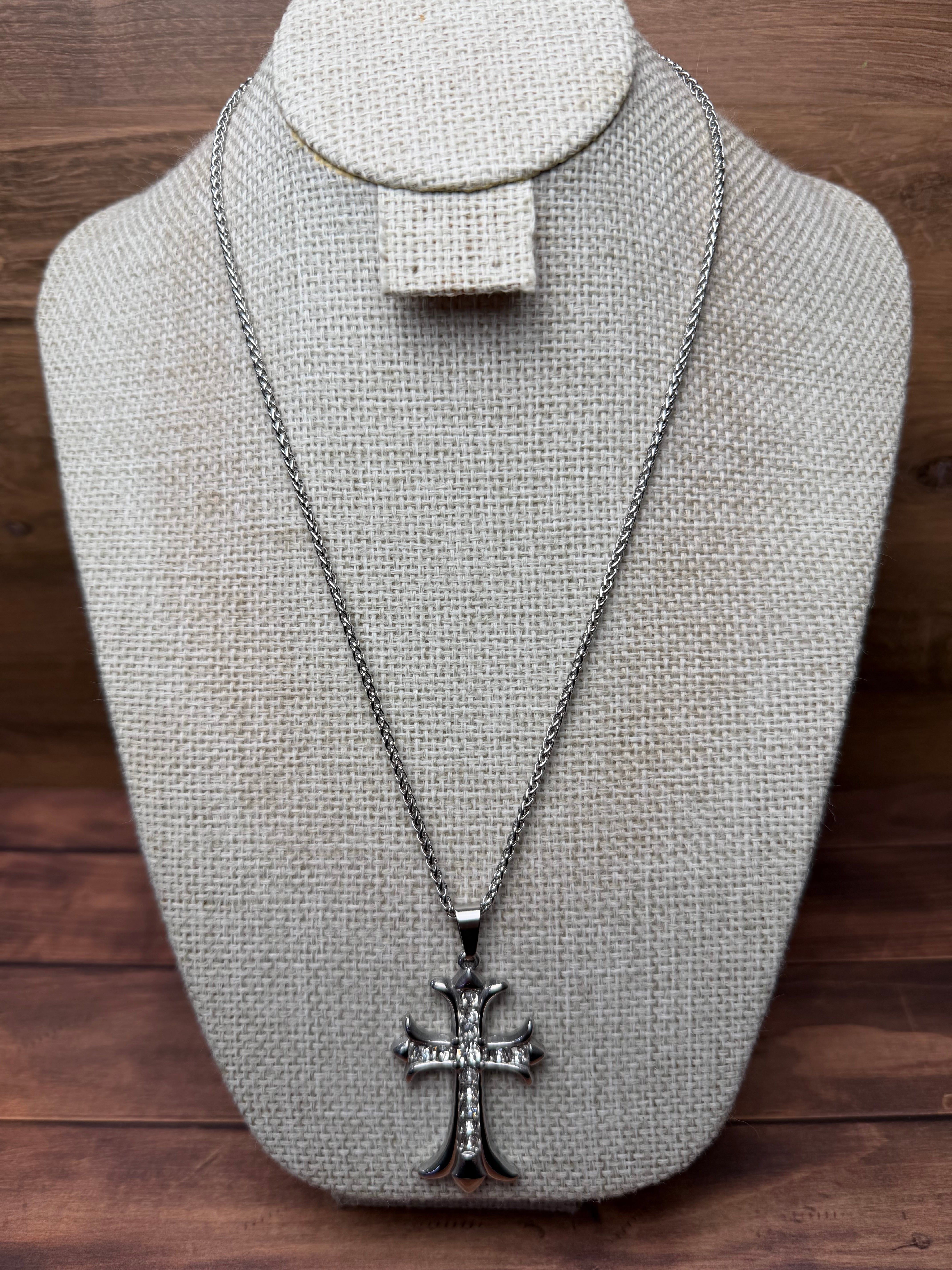 Cadena Plata Cruz Zirconias