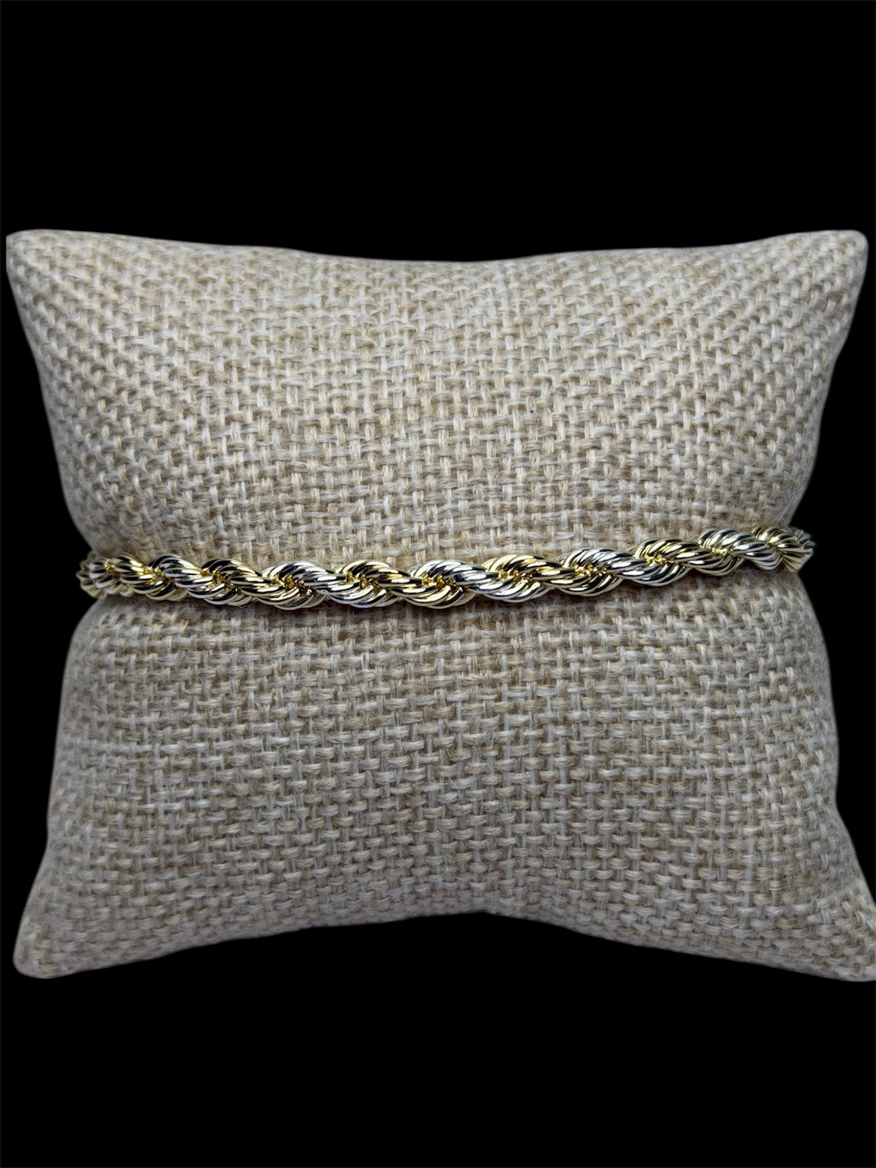 Pulsera Torzal Combinada 5 mm Oro Laminado 18 K