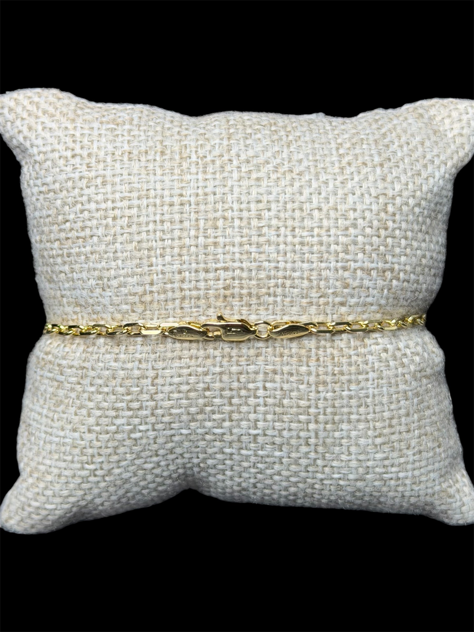 Pulsera Paper Clip 2 mm Oro Laminado 18 k