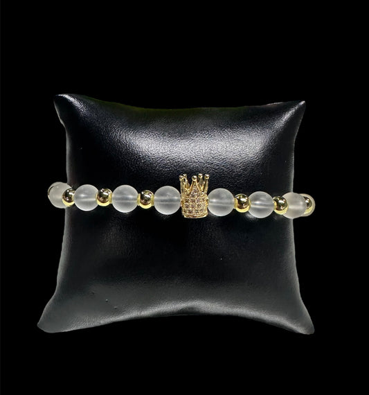 Pulsera Perlas Blancas Corona