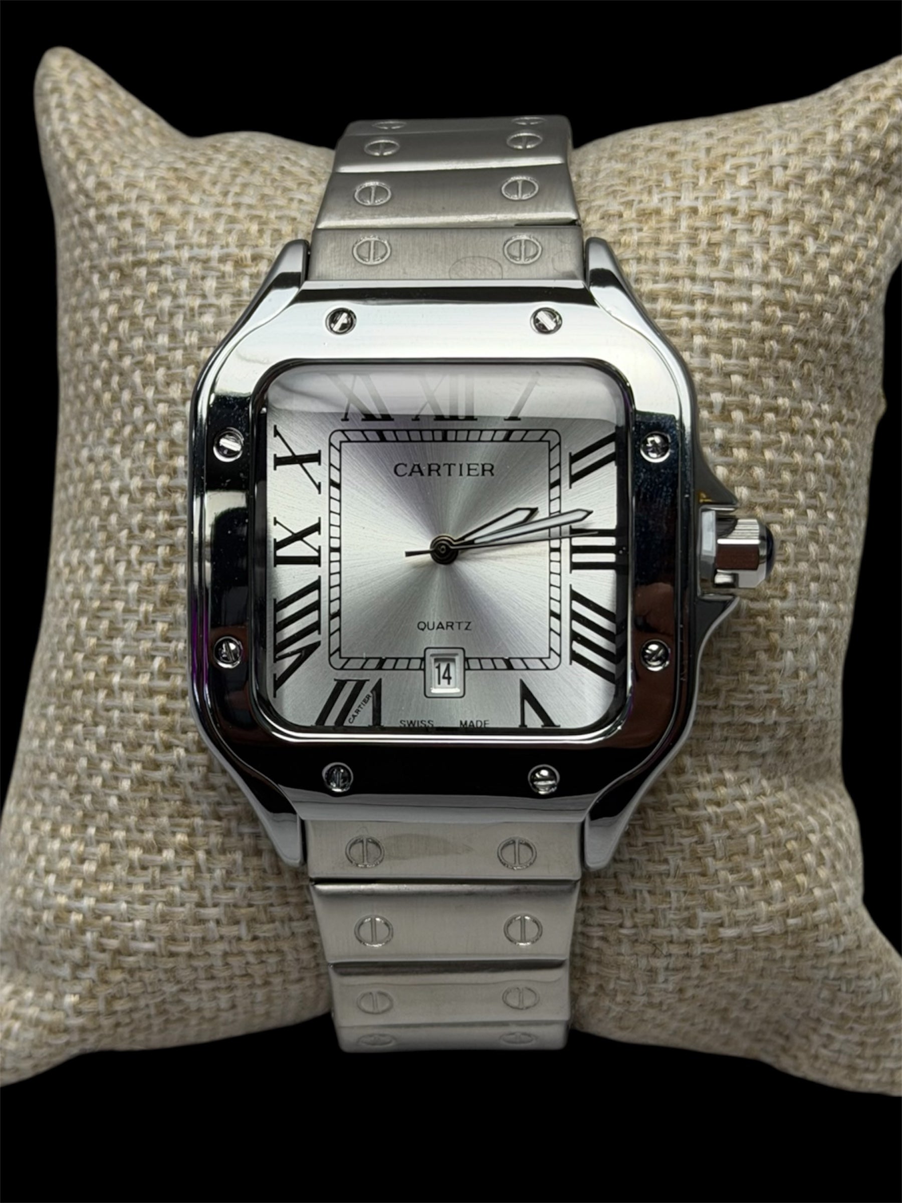 Reloj Santos Crtr Plata Blanco
