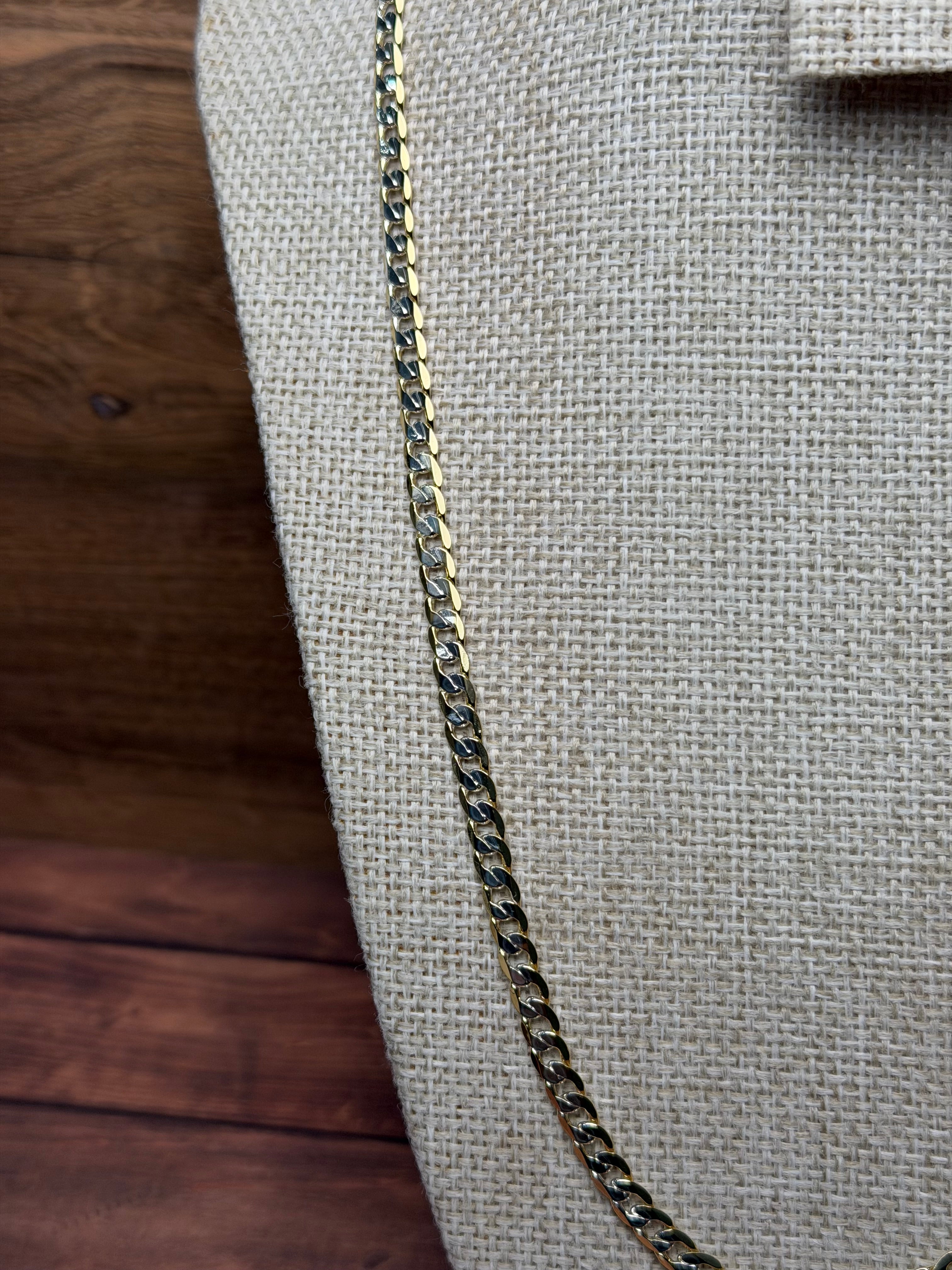 Cadena Barbada Combinada 5 mm Oro Laminado 18 K