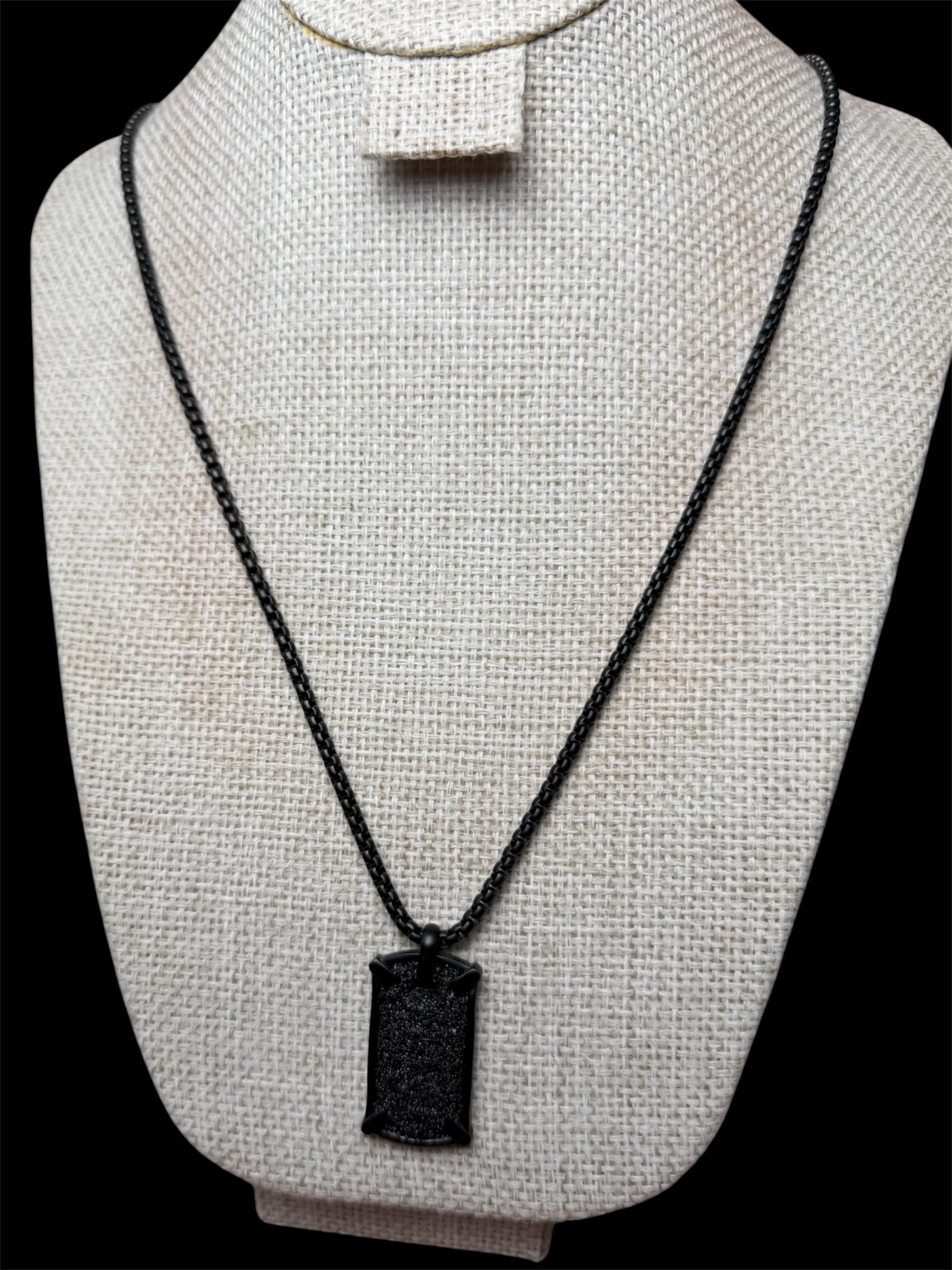 Cadena Placa Negra Acero Inoxidable