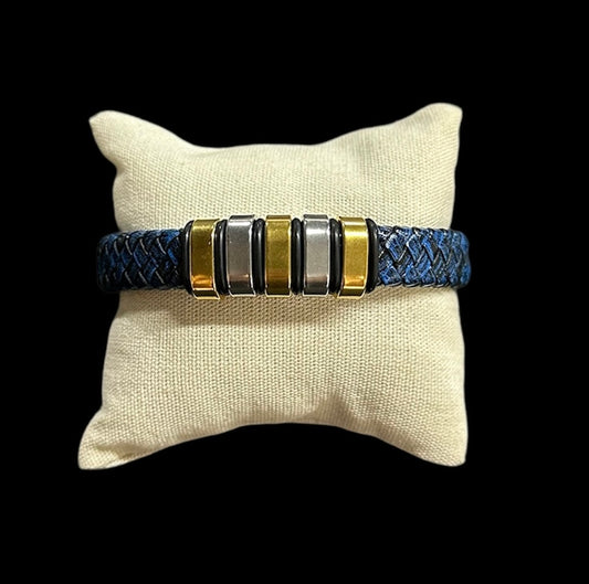 Pulsera Azul Acero y Caucho