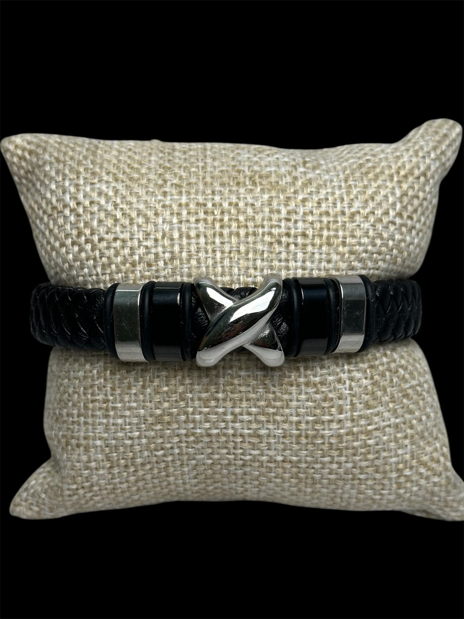 Pulsera Cuero X Plata