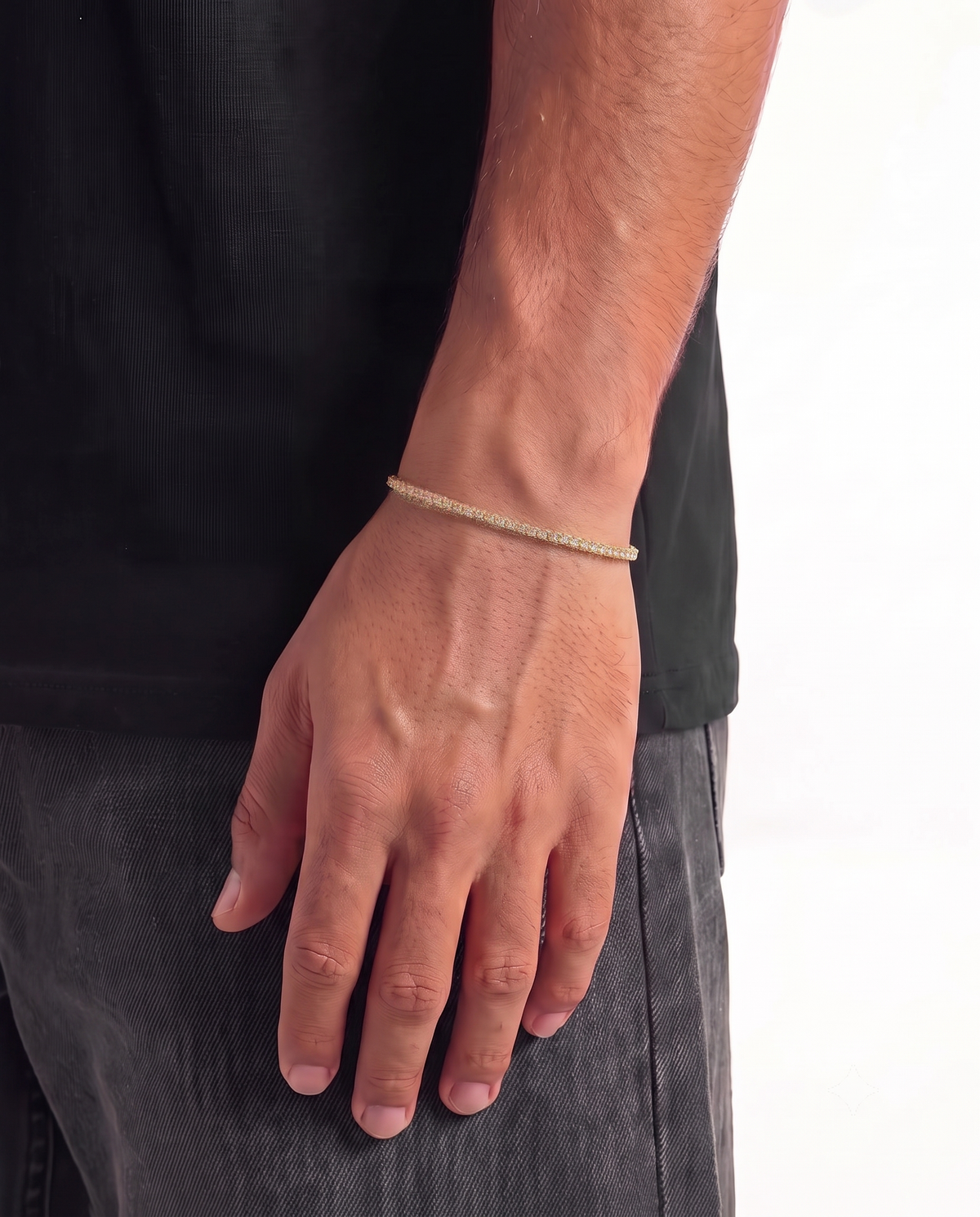Pulsera Combinada Lisa 3 mm Oro Laminado 18 K