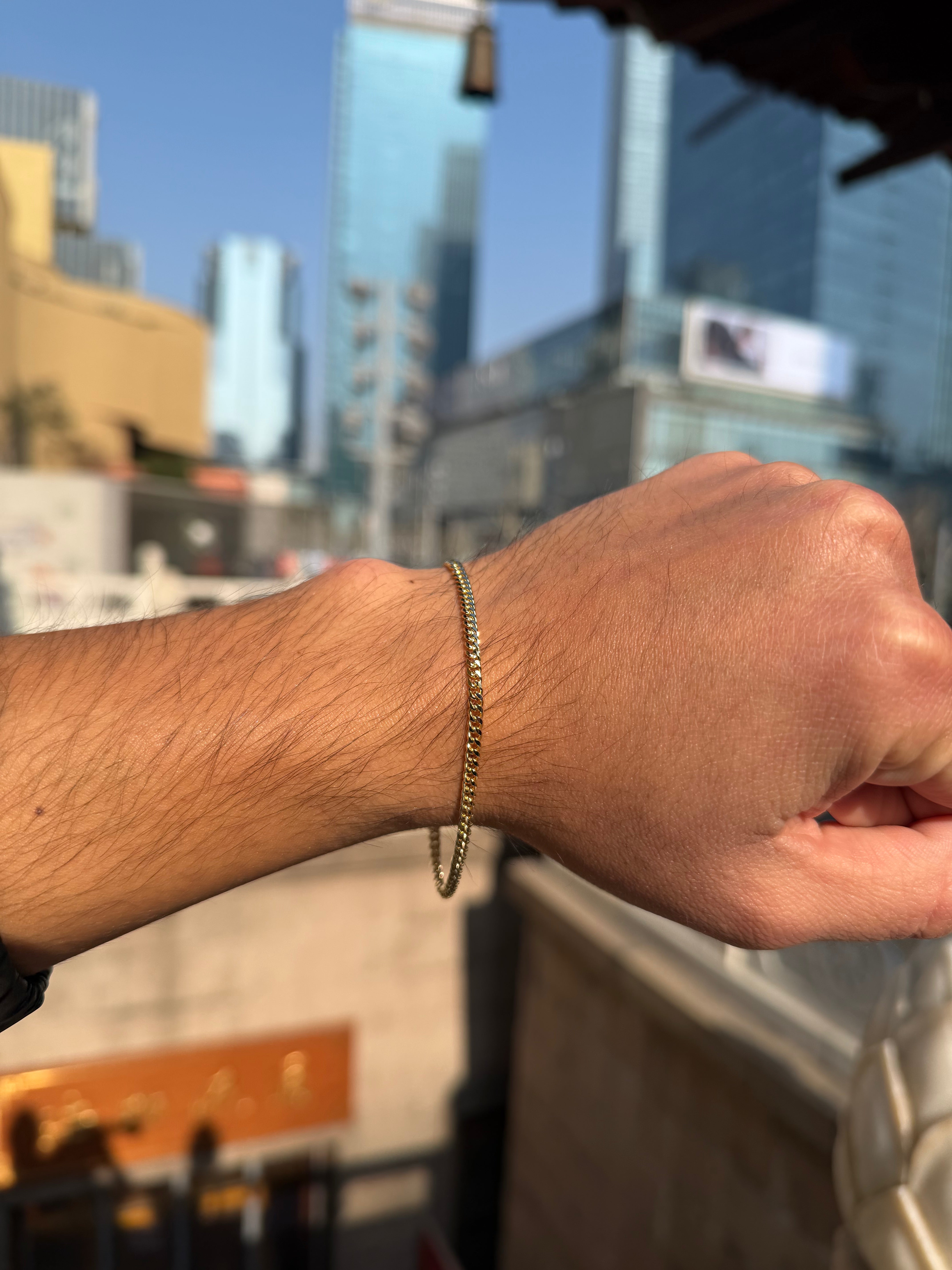 Pulsera Cubana Oro Laminado 2 mm