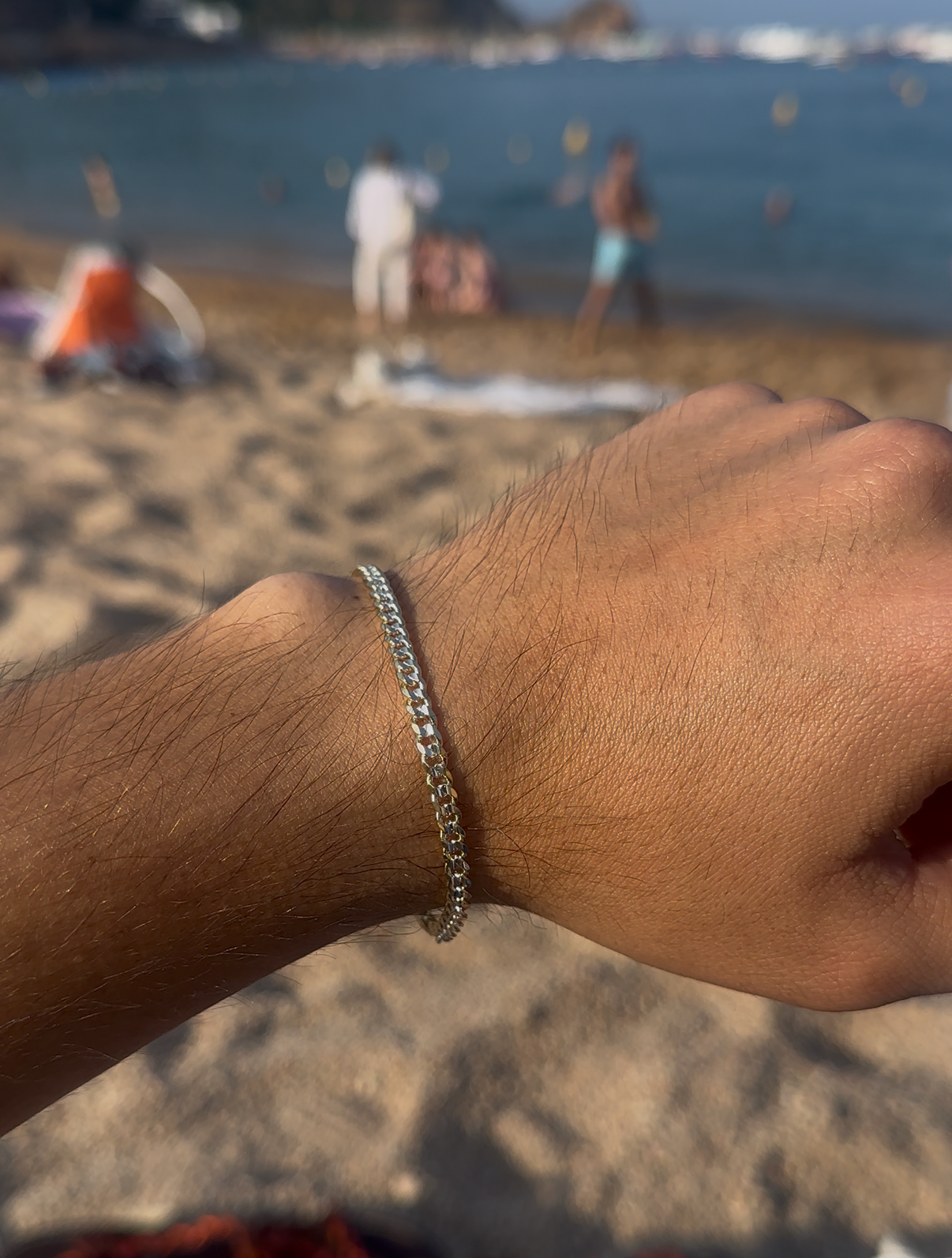 Pulsera Cubana Combinada 3 mm Oro Laminado 18 K