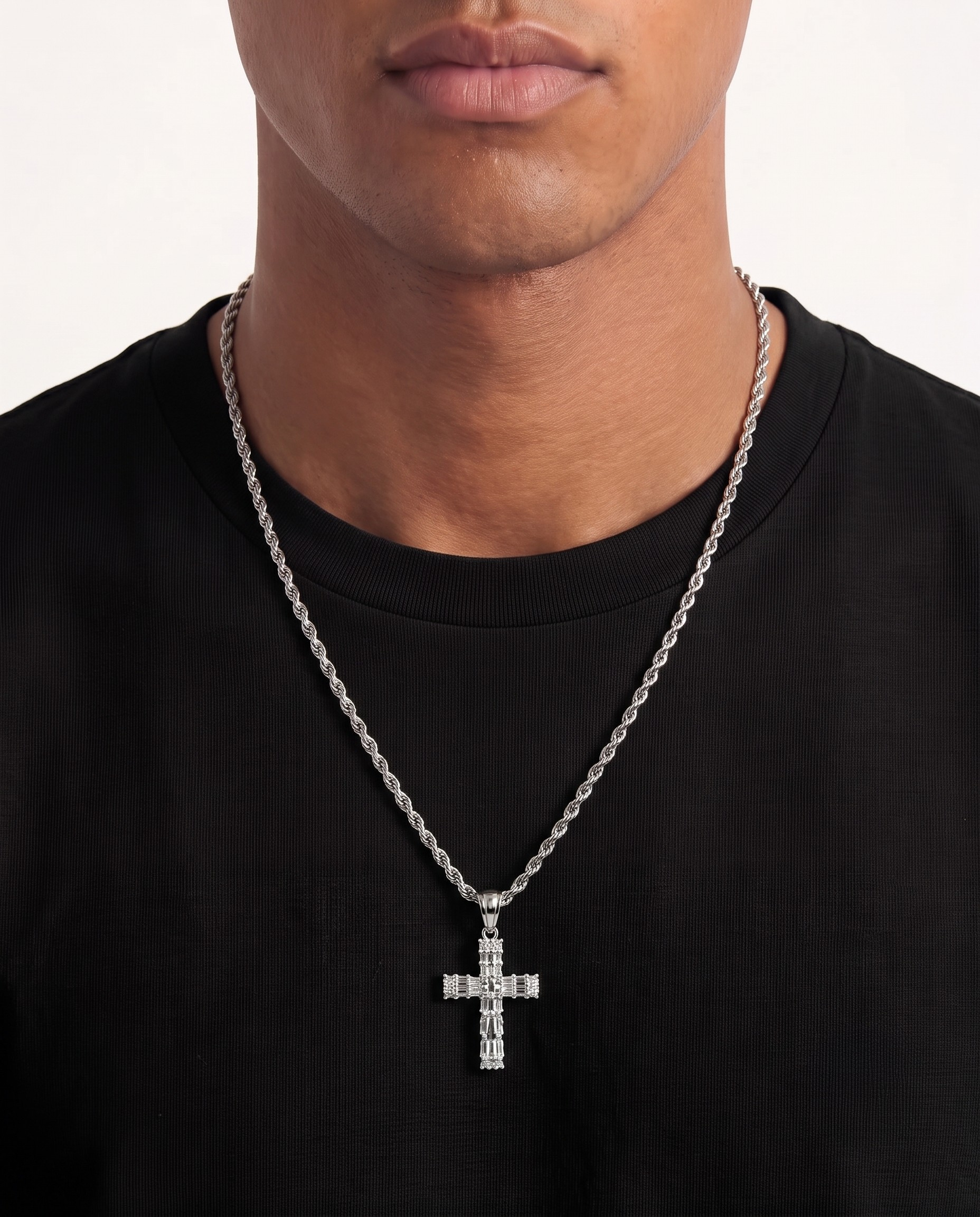 Cadena Torzal Plata con Dije Cruz Chico