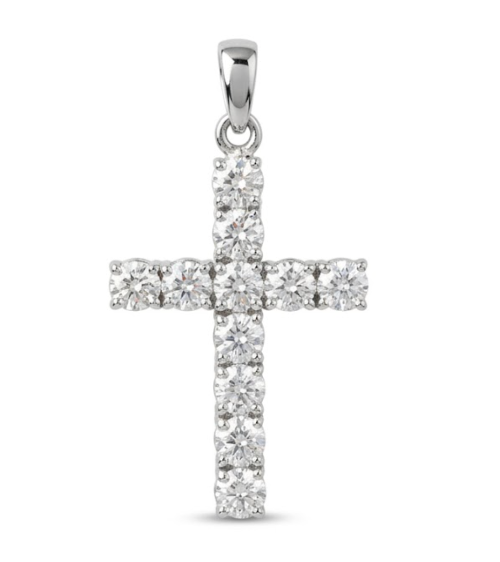 Dije Cruz Plata Zirconias Acero Inoxidable