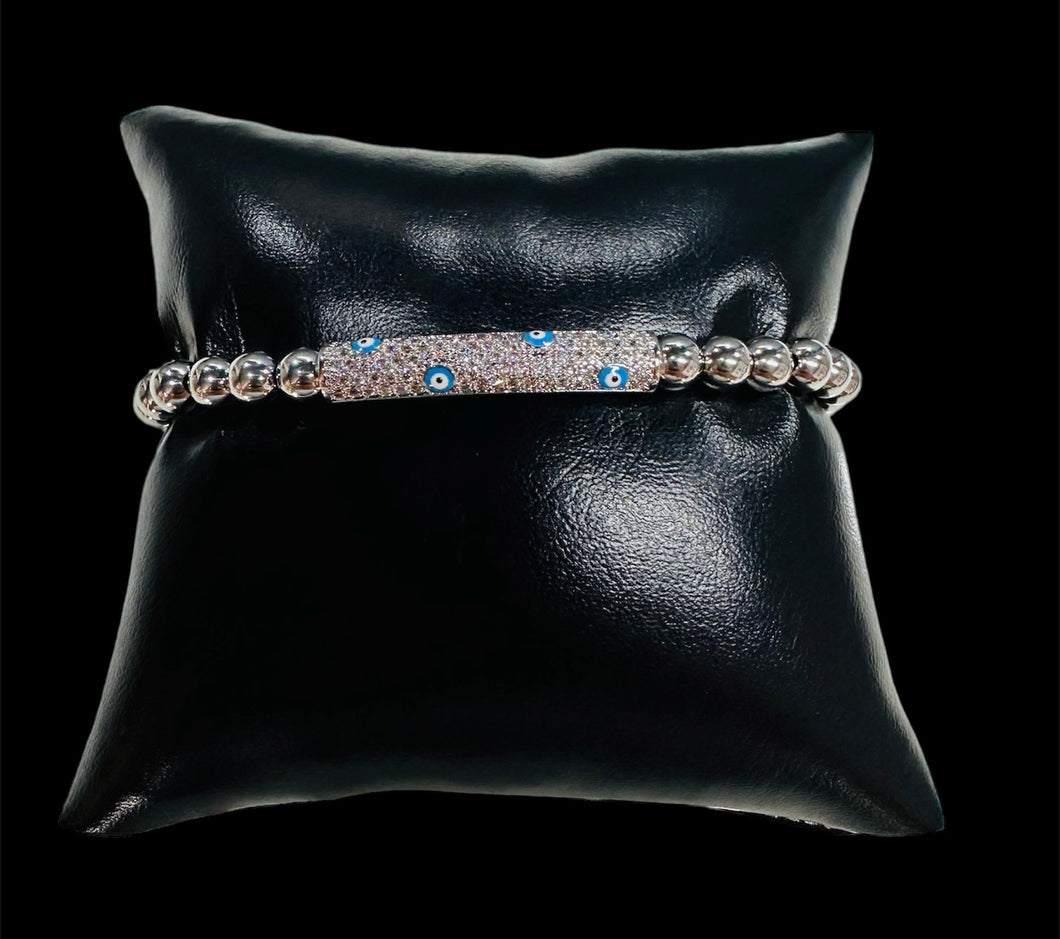 Pulsera Plata Ojos Azules