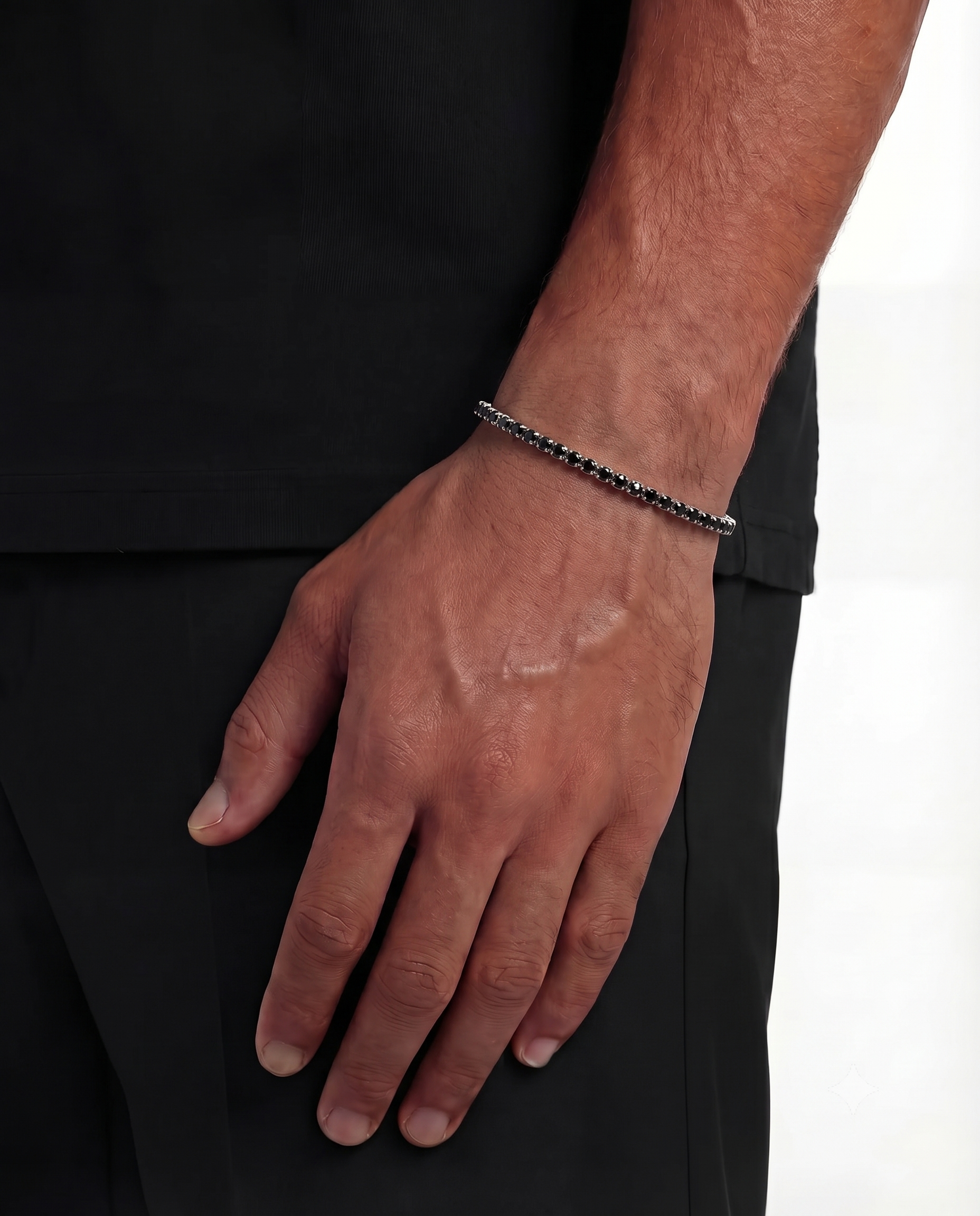 Pulsera Tenis Negra 3 mm Acero Inoxidable