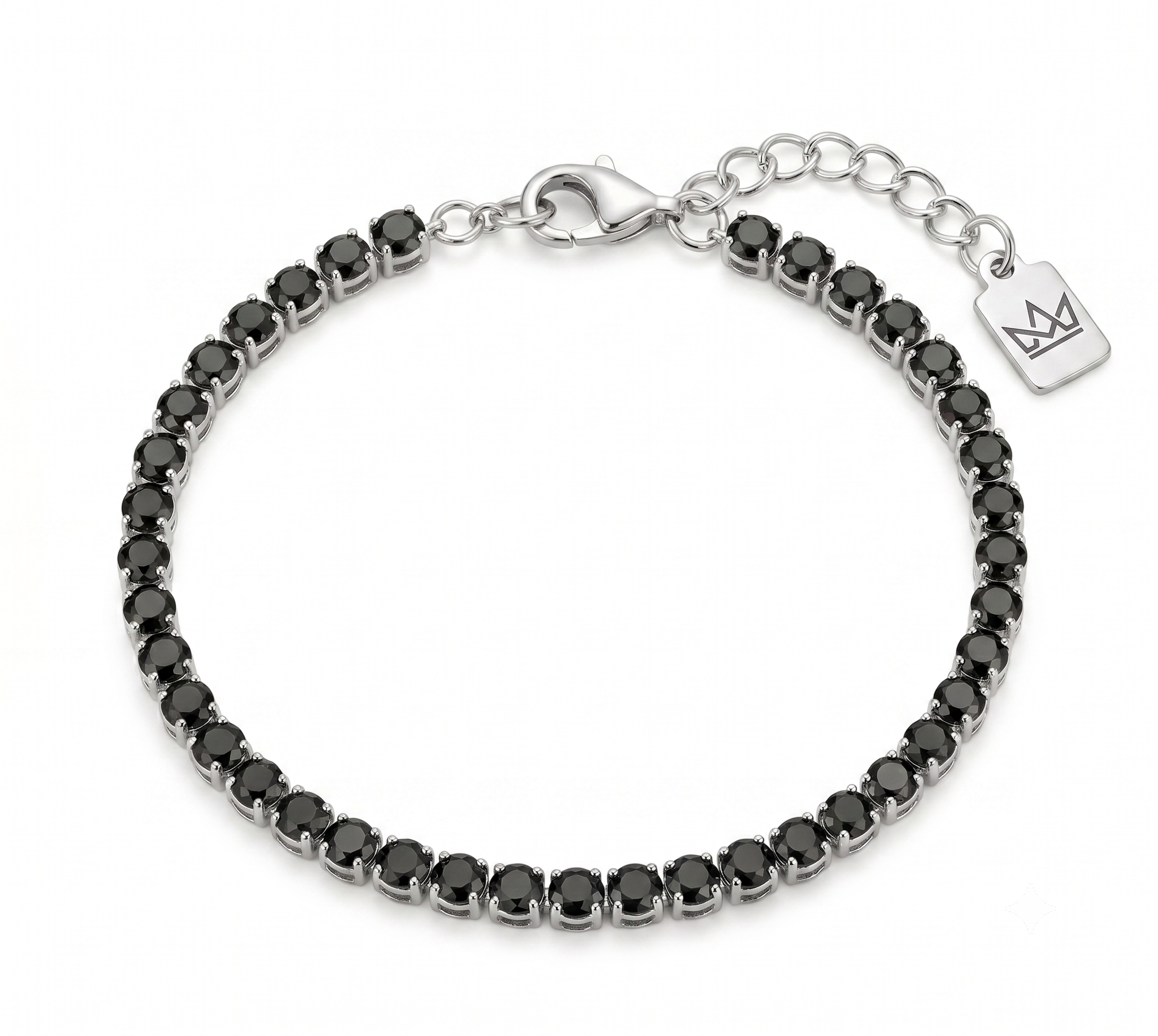 Pulsera Tenis Negra 3 mm Acero Inoxidable