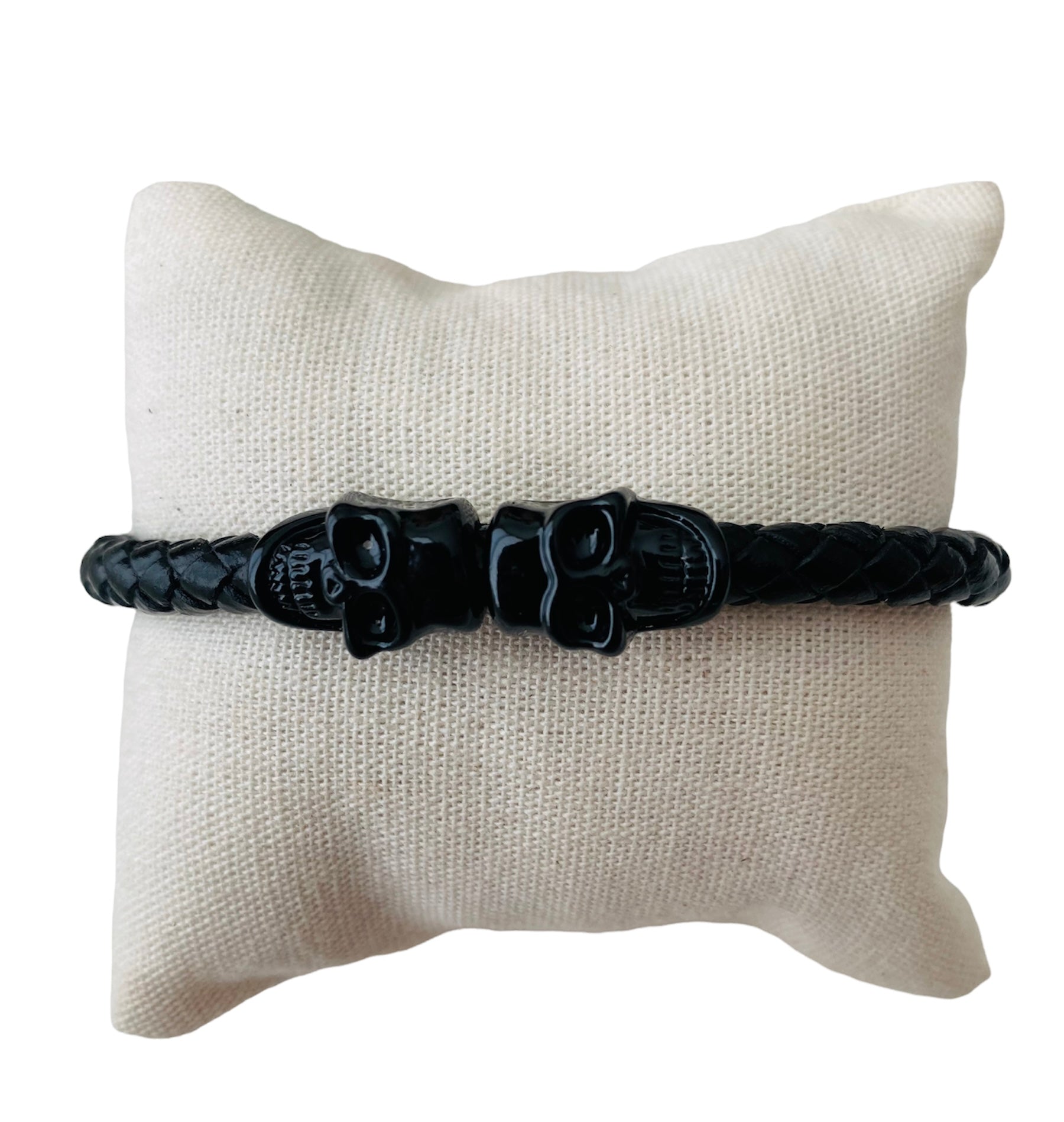 Pulsera Caucho Negra Calavera Negra