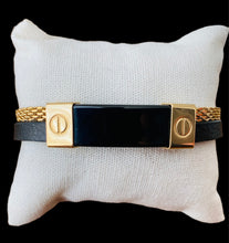 Cargar imagen en el visor de la galería, Pulsera Piel y Acero Dorada Lisa
