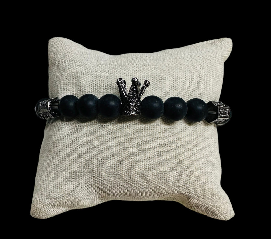 Pulsera Perlas Negras Corona